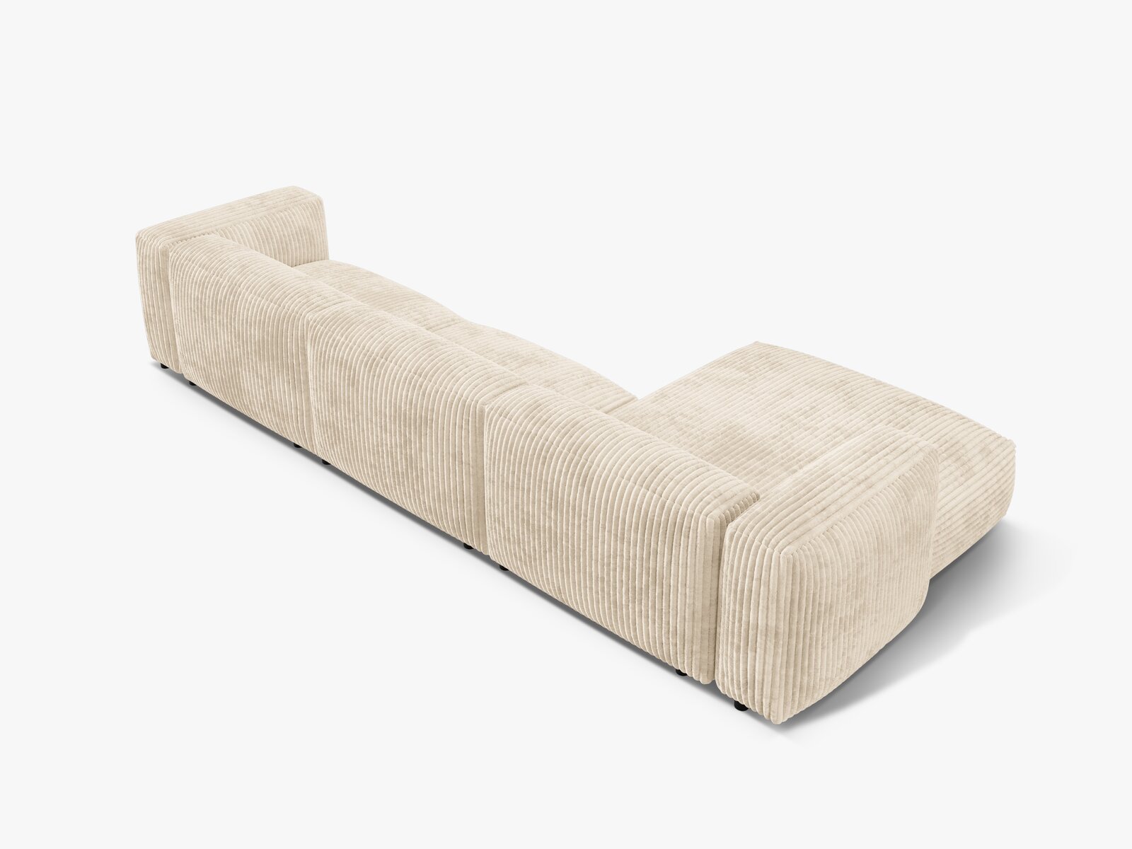 Micadoni Ecksofa Martina 3-Sitzer Links Kord Tilia Helles Beige