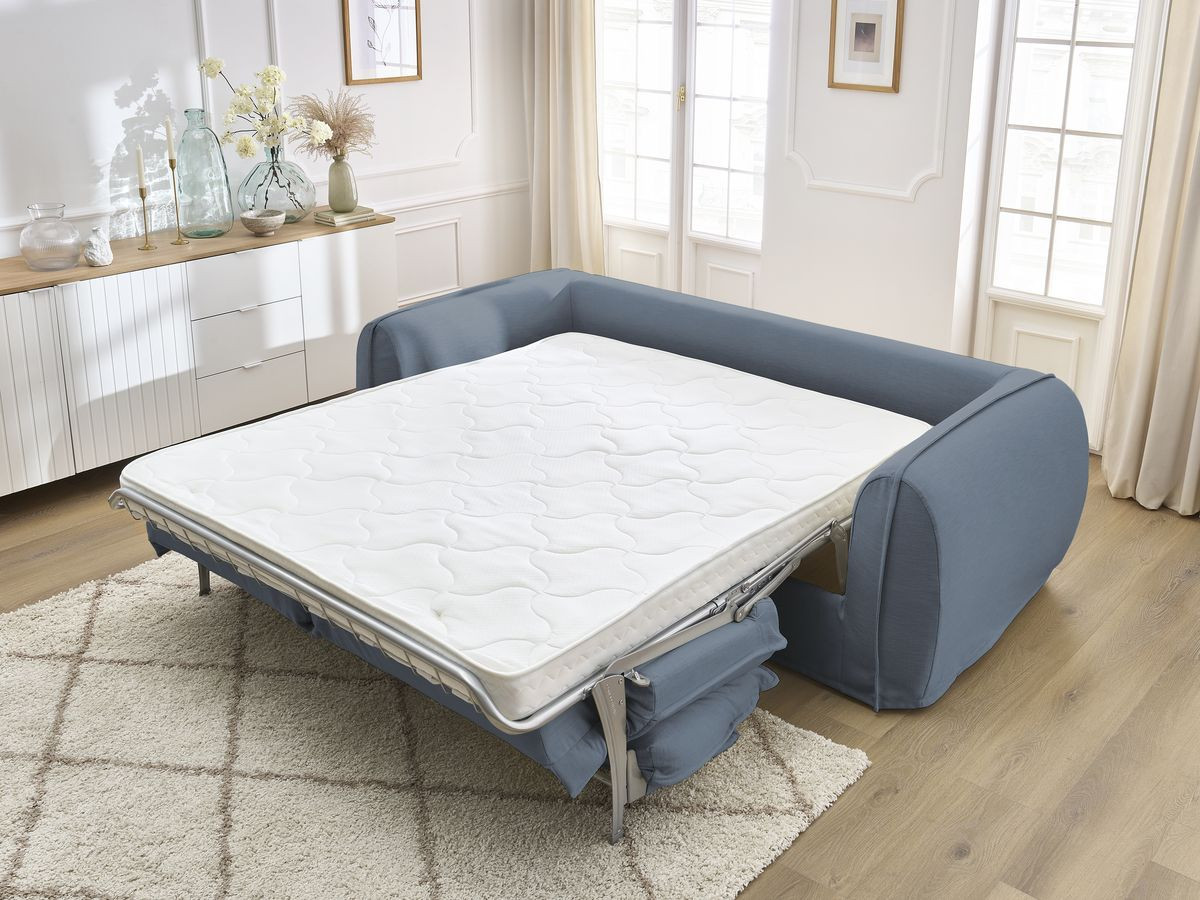 Bobochic Archimede Schlafsofa 3-Sitzer Stoff Dunkelblau, Liegefläche 140 × 194 cm