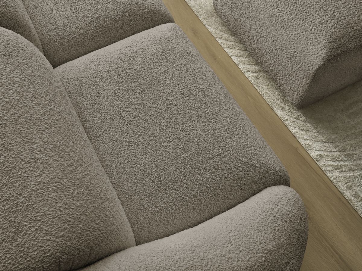 Bobochic Tina Sofa 4-Sitzer mit Pouf Bouclé-Stoff Taupe