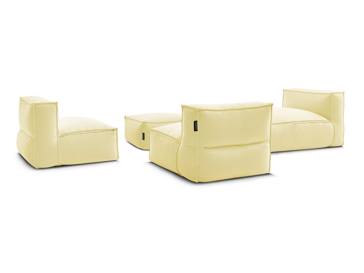 Bobochic Biarritz Gartensofa 4-Sitzer mit Pouf 252 × 168 cm Melange-Stoff Gelb