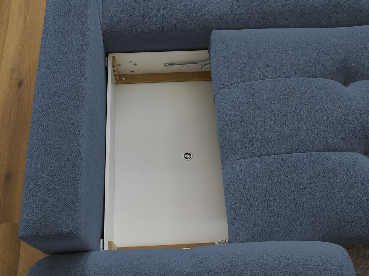 Bobochic Roxelane Ecksofa mit Schlaffunktion und Bettkasten 258 × 150 cm Melange-Stoff Dunkelblau Ecke rechts