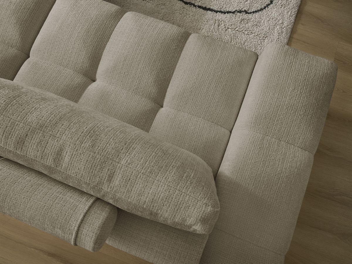 Bobochic Anakin Schlafsofa 3-Sitzer mit Bettkasten, 2 Kissen Strukturstoff Taupe