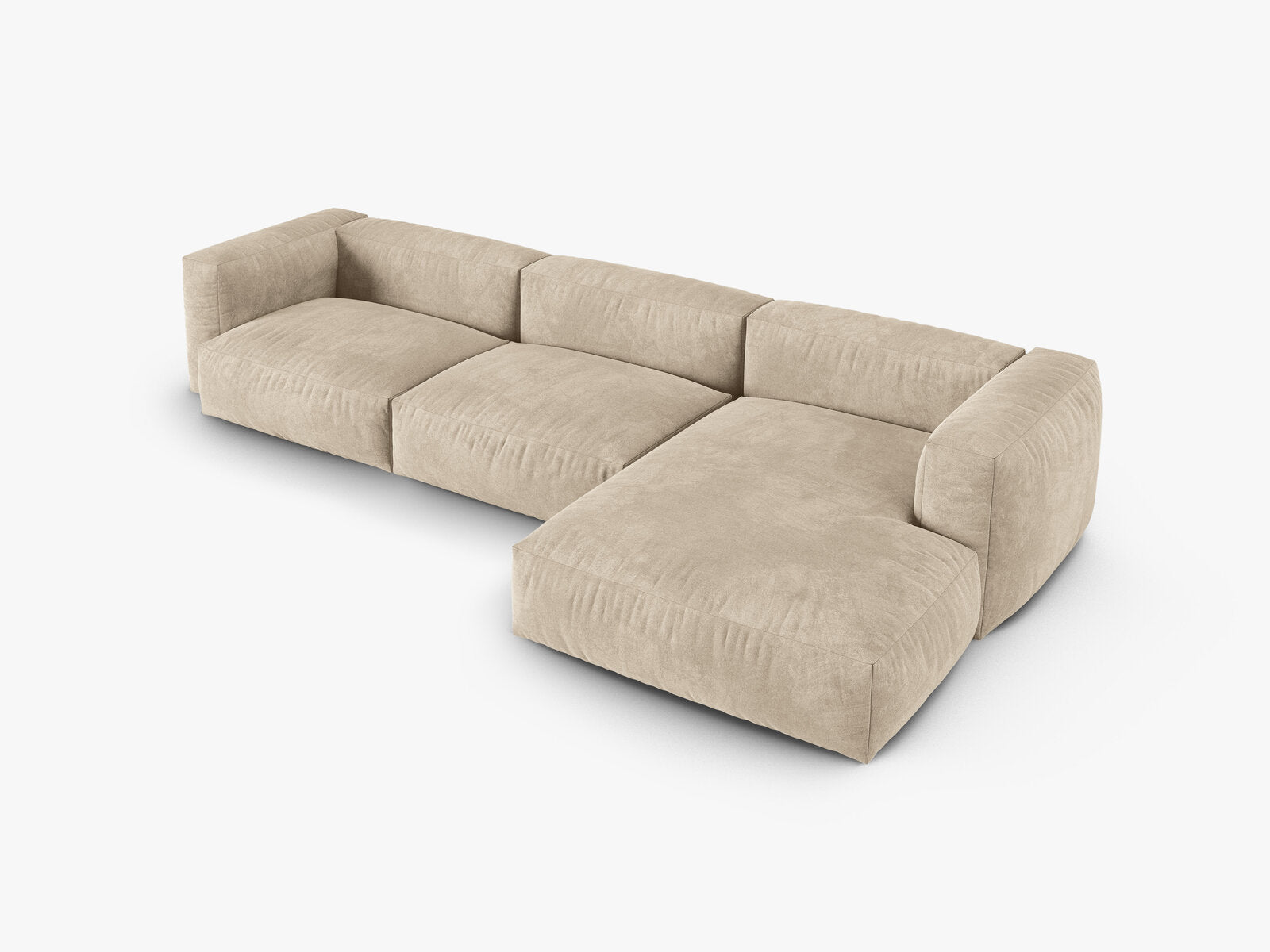 Micadoni Ecksofa Martina 3-Sitzer 90cm Sitztiefe Rechts Samt Vogue Helles Beige