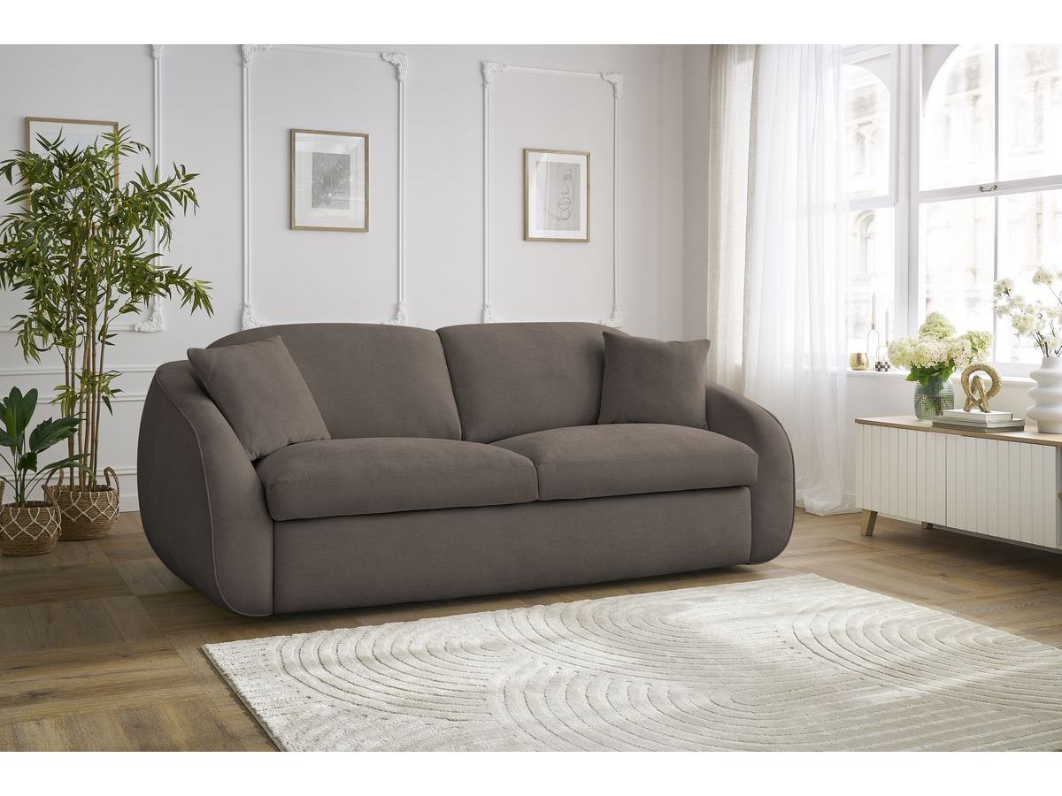Bobochic Cezanne Schlafsofa 3-Sitzer Stoff Taupe, Liegefläche 160 × 194 cm