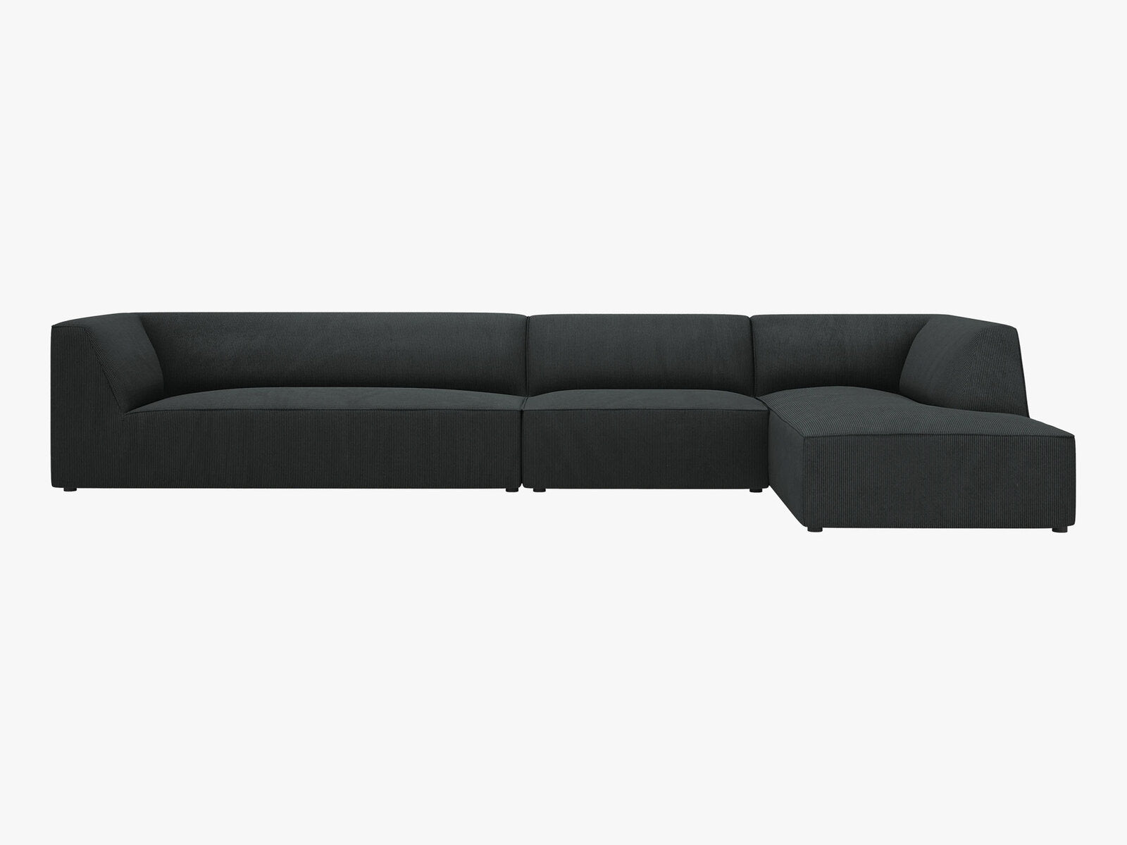 Micadoni Ecksofa Ruby 5-Sitzer Rechts Kord Scala Schwarz