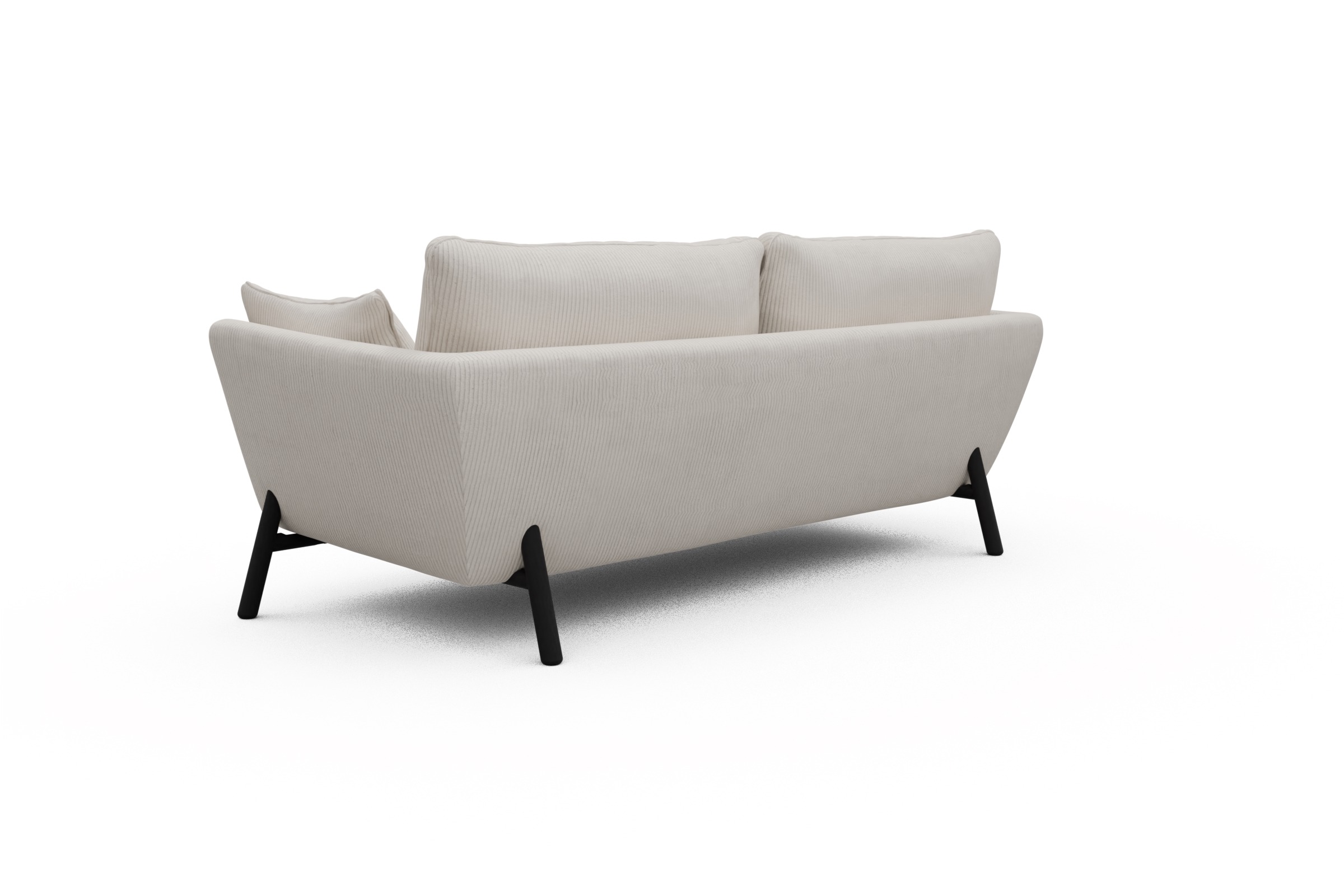 Sofa Emil 3-Sitzer Beinfarbe Eiche Schwarz Corduroy-Ivory