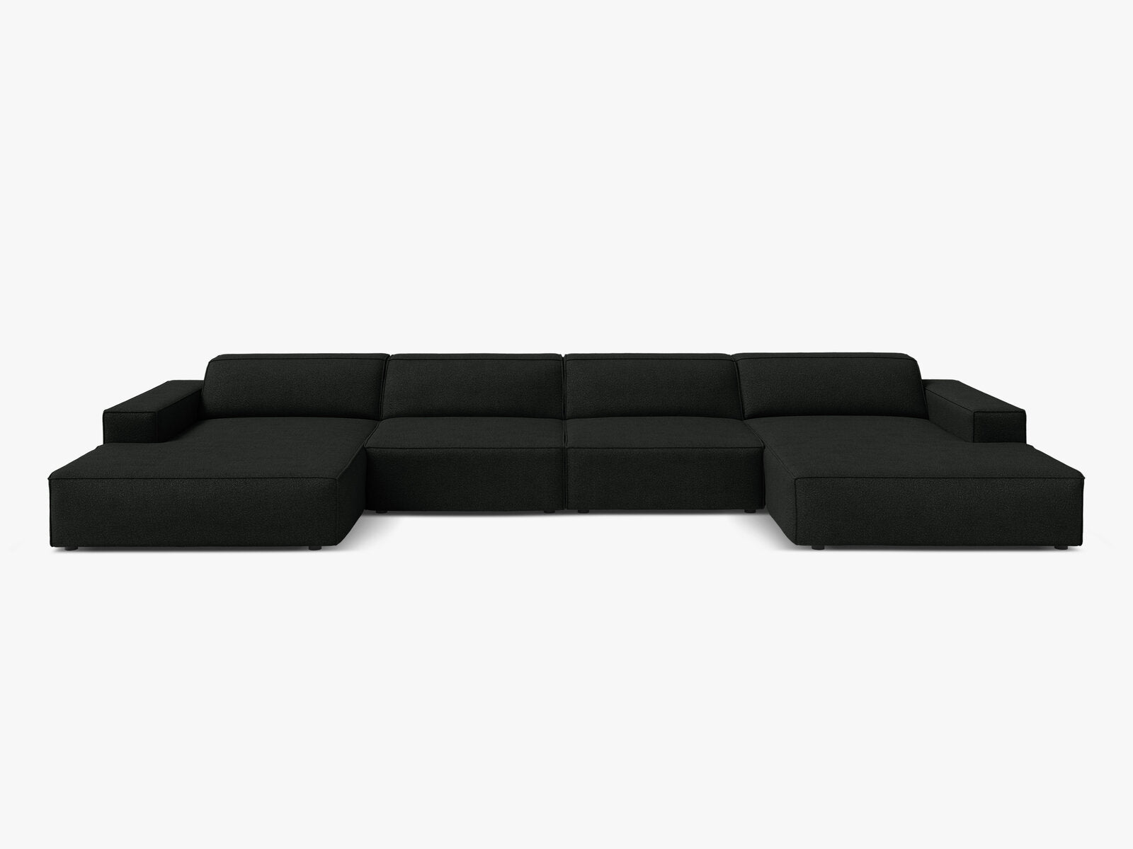 Micadoni Panorama-Sofa Jodie 6-Sitzer Boucle Baloo Schwarz
