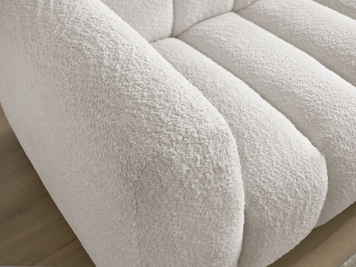 Bobochic Talia Ecksofa Bouclé-Stoff Weiß Ecke rechts