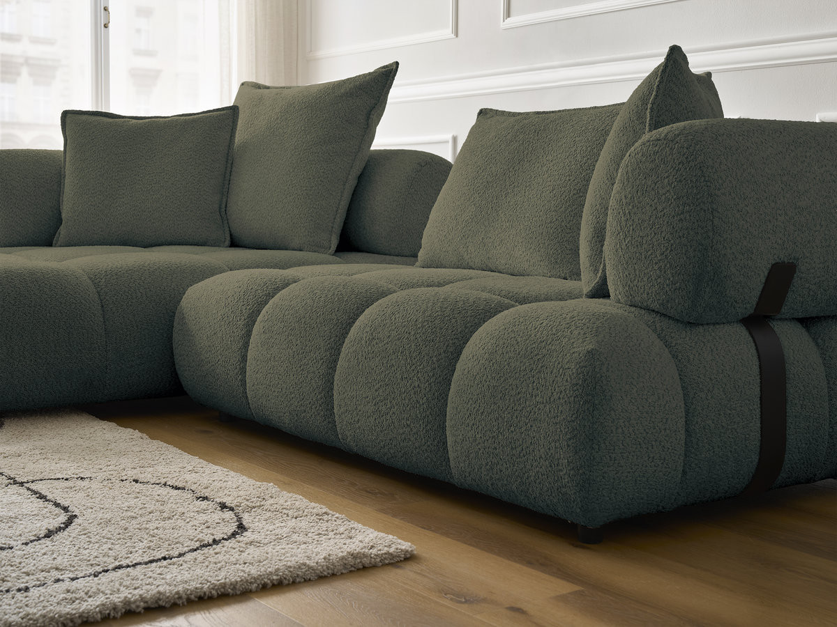 Bobochic Alya Ecksofa Bouclé-Stoff Grün Ecke links