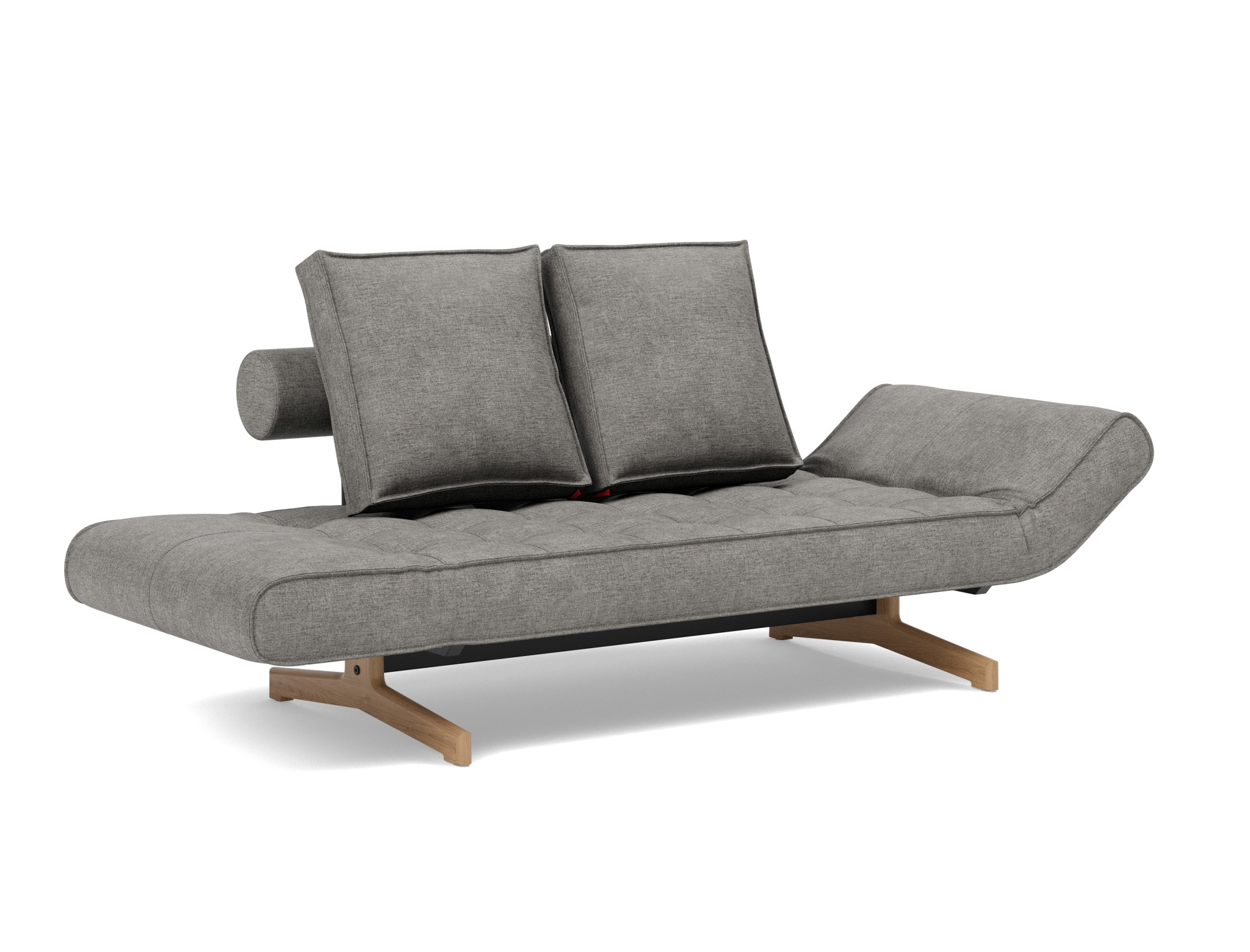 Tagesbett Ghia Flachgewebe Avella 282-Warm-Grey Beine Eiche