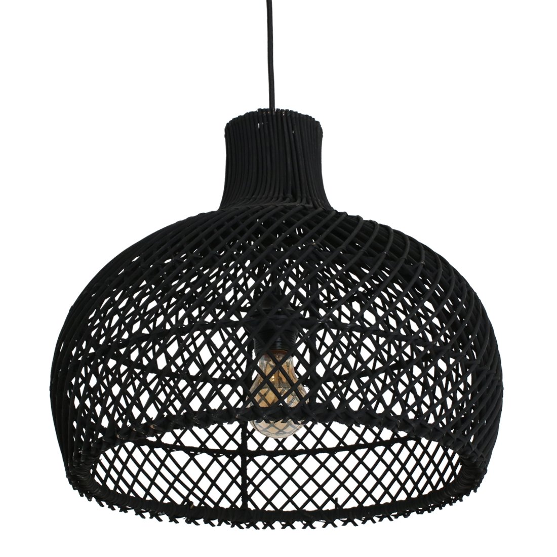 Raw Materials Maze Rattan-Hängelampe schwarz Ø 42x36cm