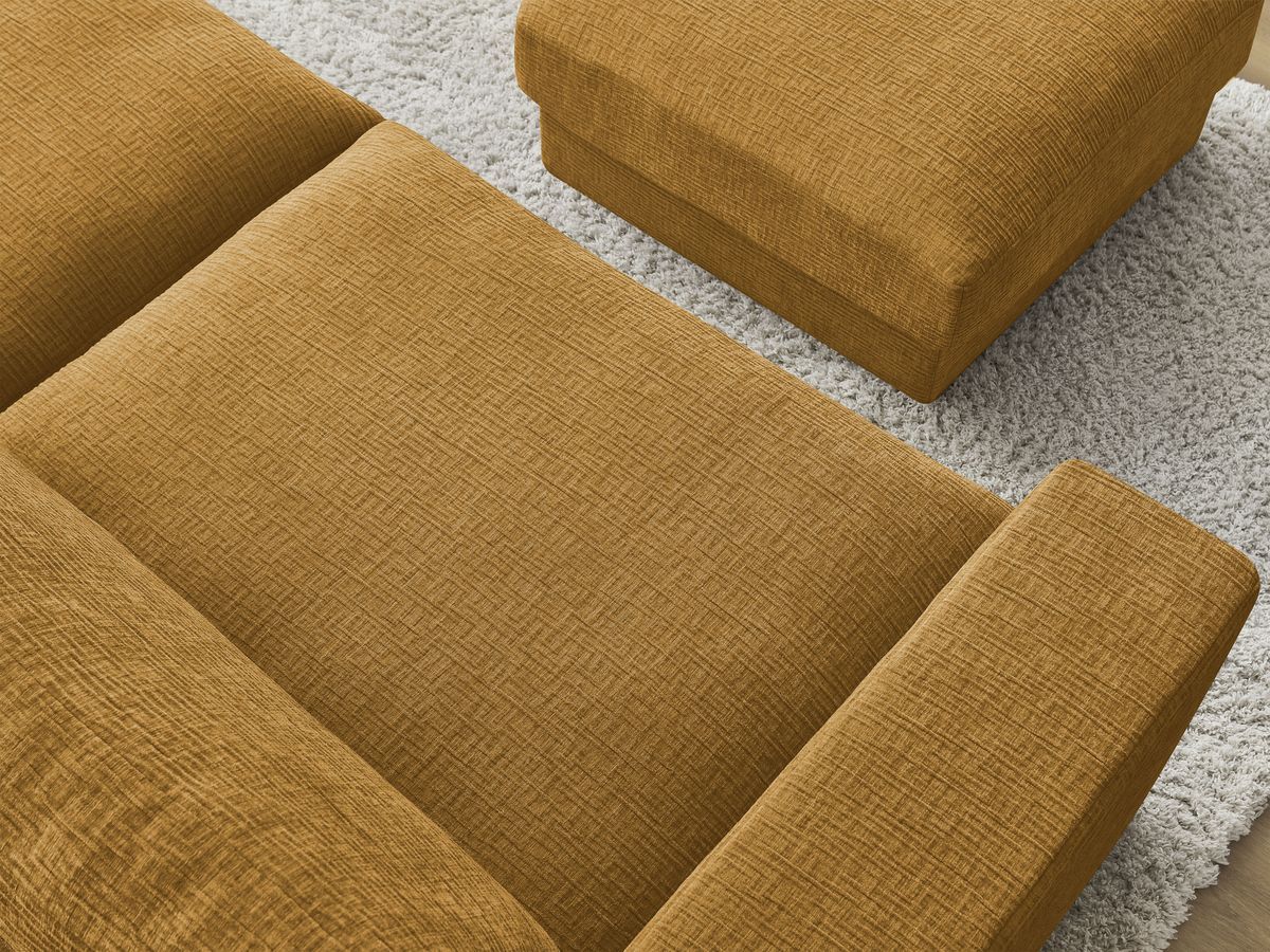 Bobochic Leonard Sofa 4-Sitzer mit Pouf 274 × 109 cm Strukturstoff Gelb