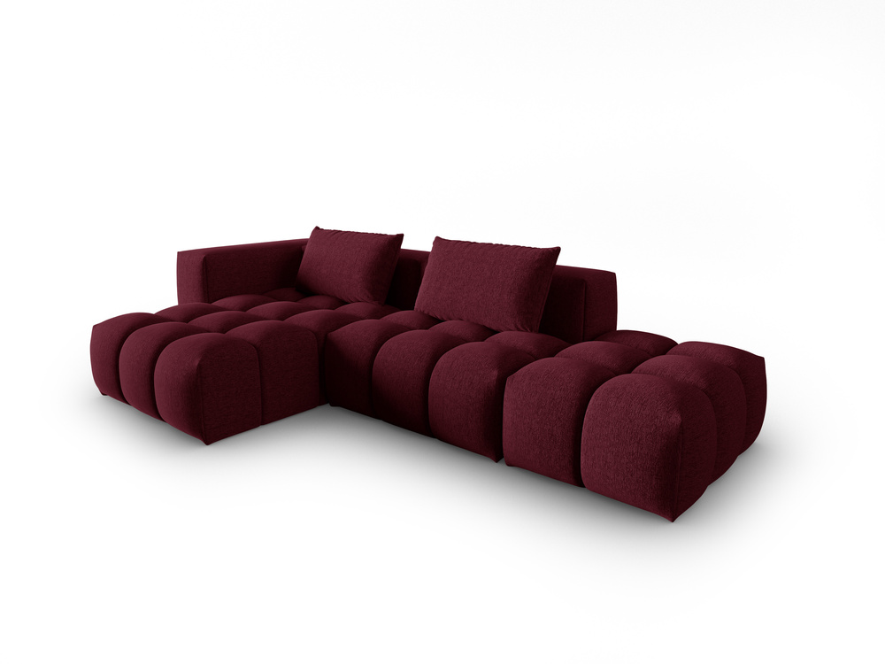 Cosmopolitan Design Ecksofa Verona 4-Sitzer offen Strukturierter Stoff Sorella Burgundfarben Links
