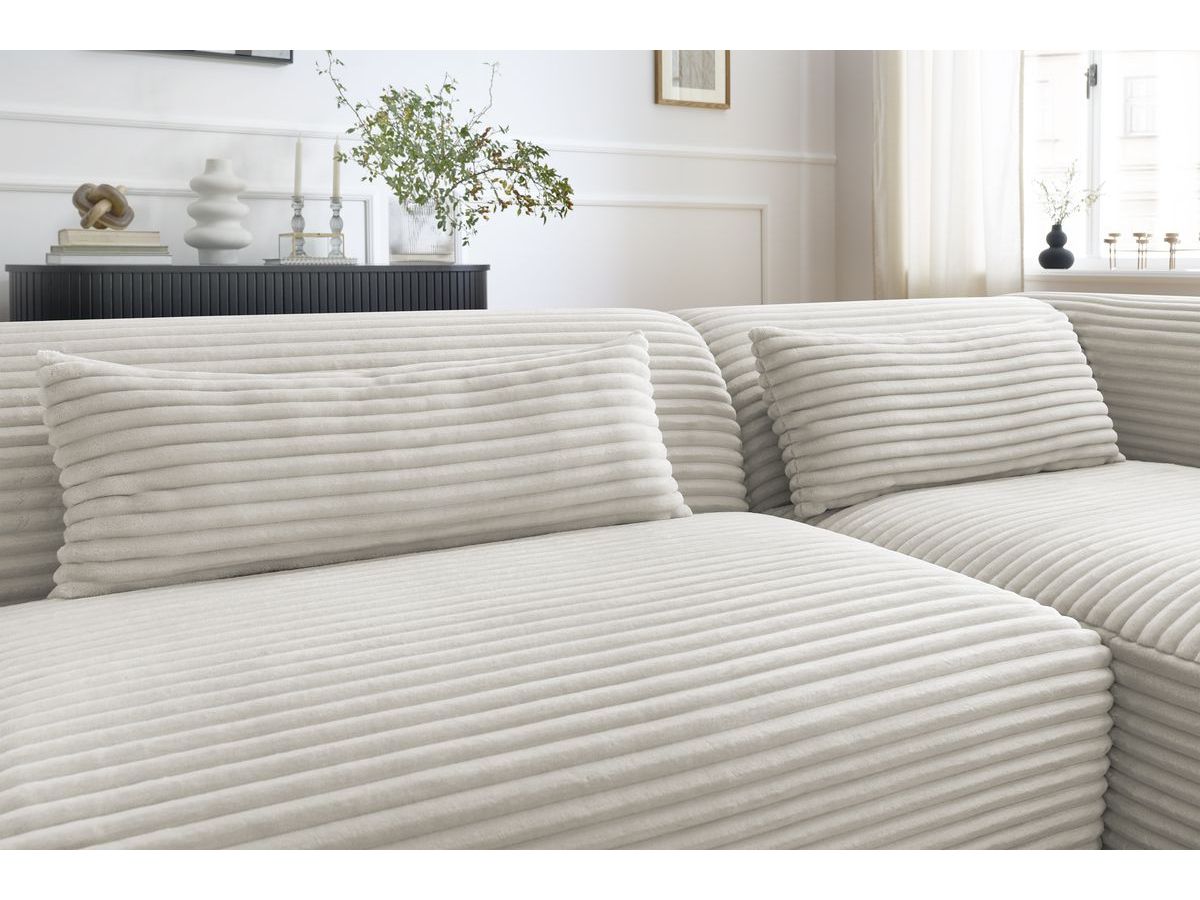 Bobochic Harry Ecksofa Breitcord weich Beige Ecke rechts