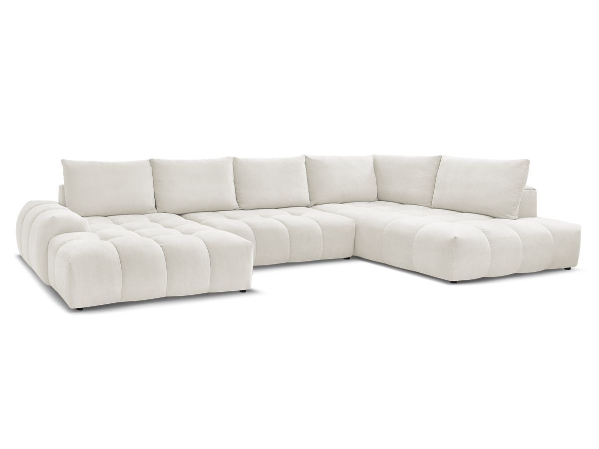 Bobochic Everest Wohnlandschaft, 6 Kissen Strukturstoff Weiß Ecke links