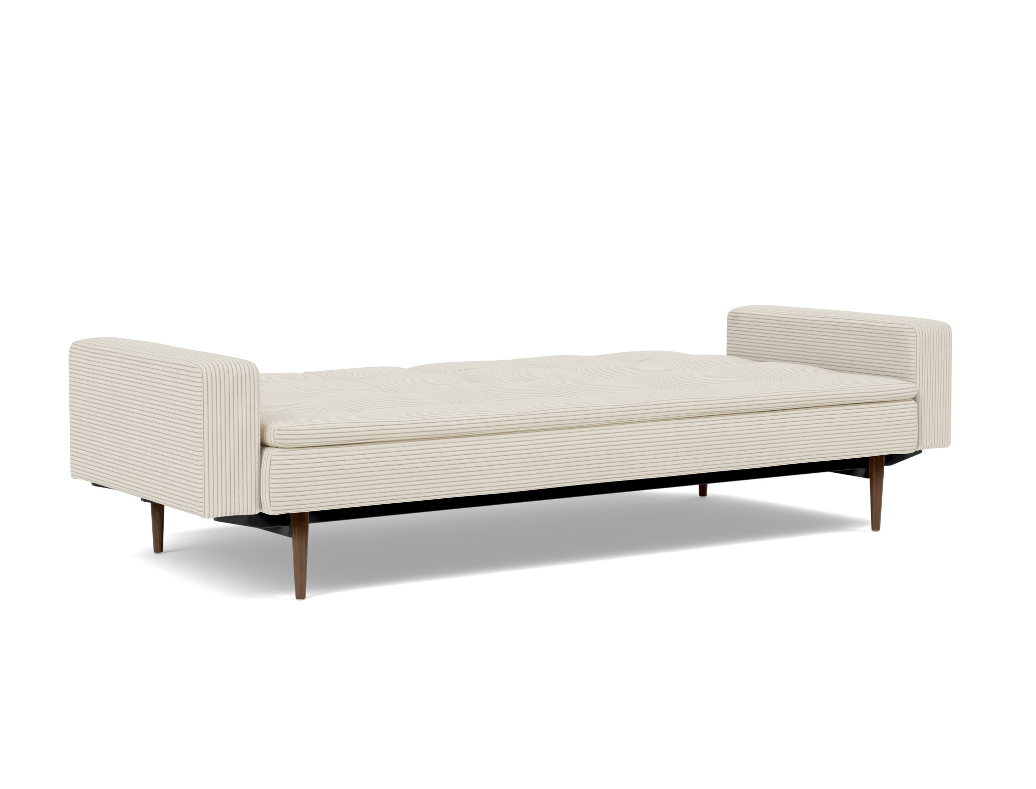 Schlafsofa Dublexo mit Armlehnen Kord Corduroy 594-Ivory Beine Styletto Eiche dunkel