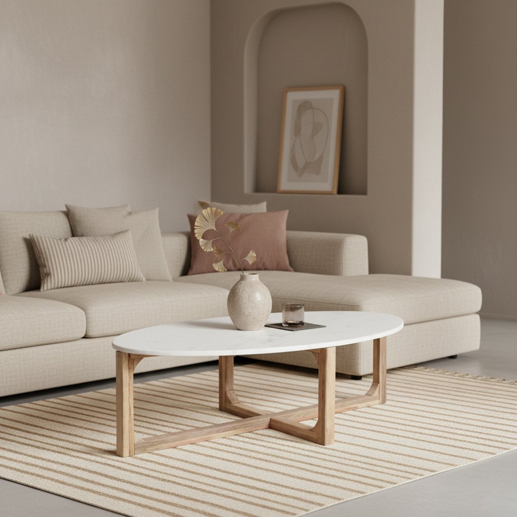Raw Materials Ovaler Marmor-Couchtisch Weiß 120x60x38cm