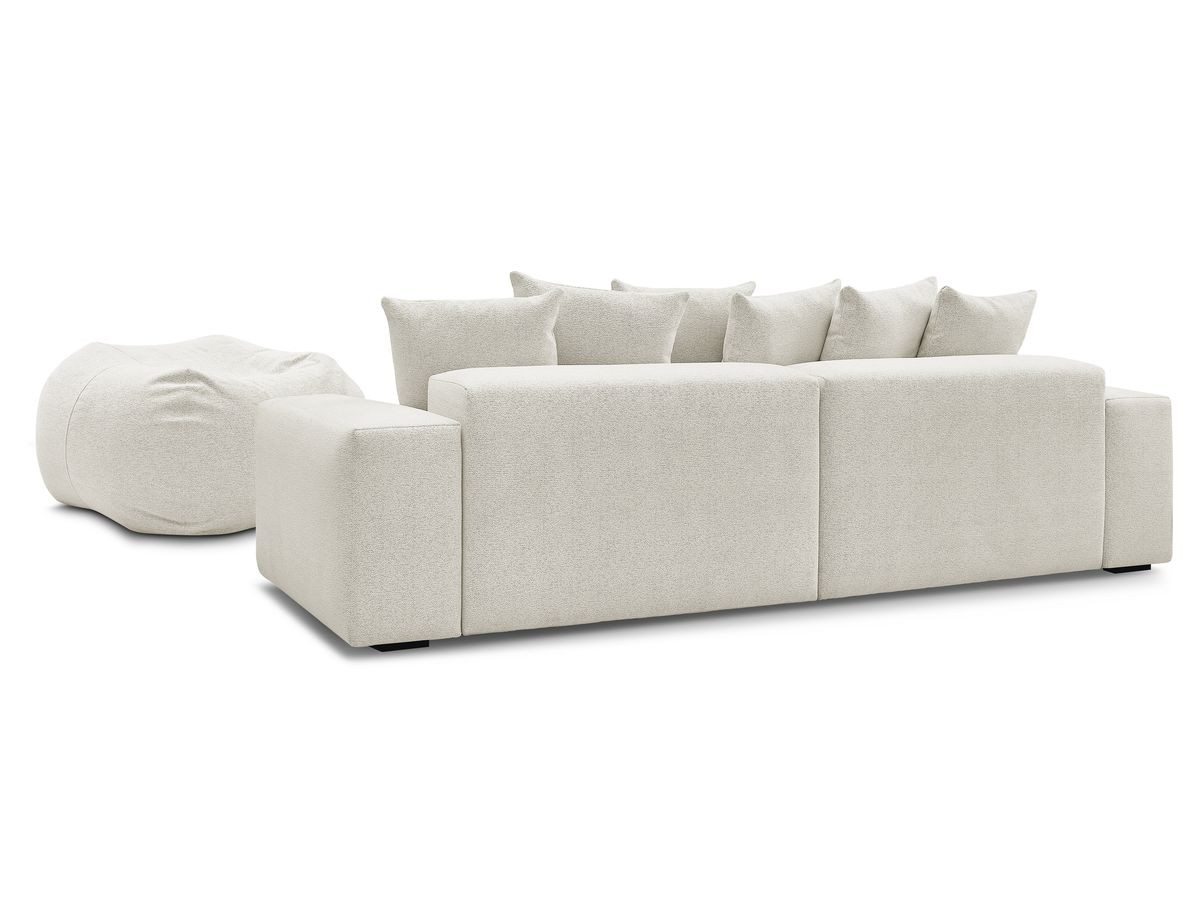 Bobochic Voltaire Sofa 5-Sitzer mit Pouf Melange-Stoff Weiß