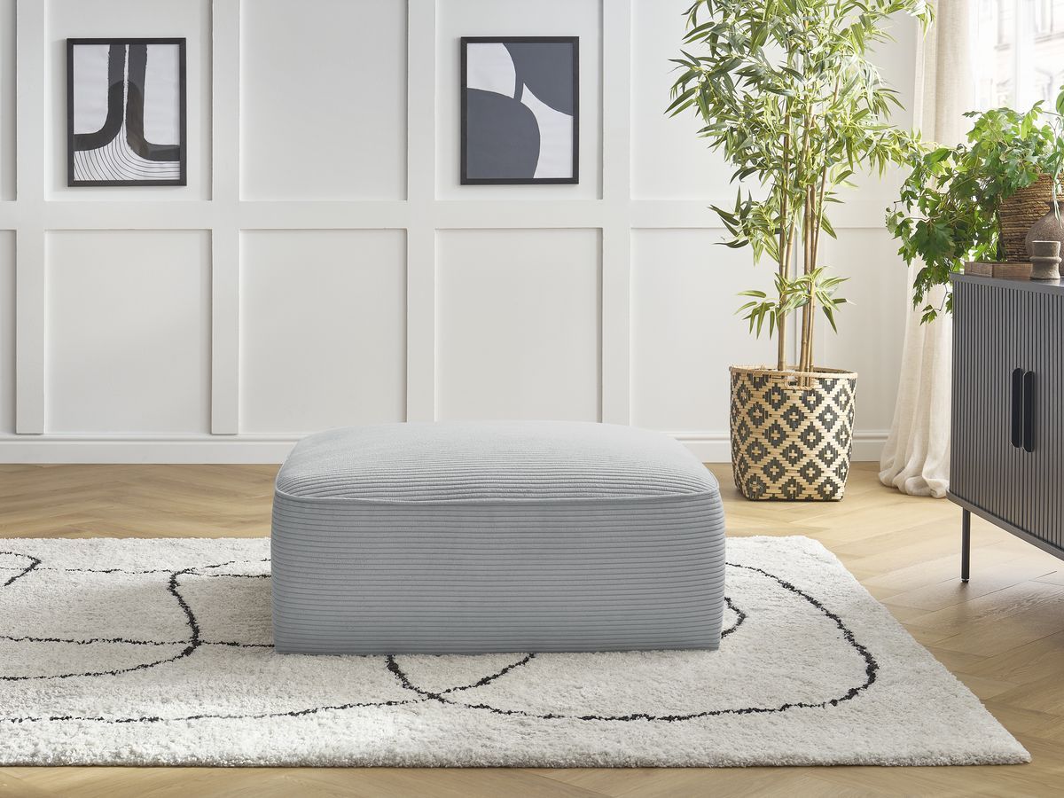 Bobochic Leopold Pouf Cordsamt Hellgrau