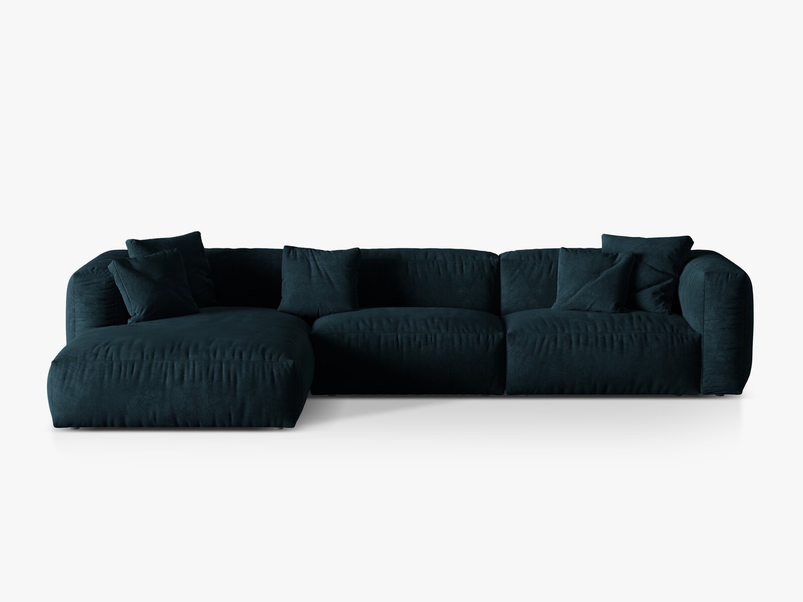 Micadoni Ecksofa Martina 3-Sitzer Links Samt Vogue Tiefes Petrol