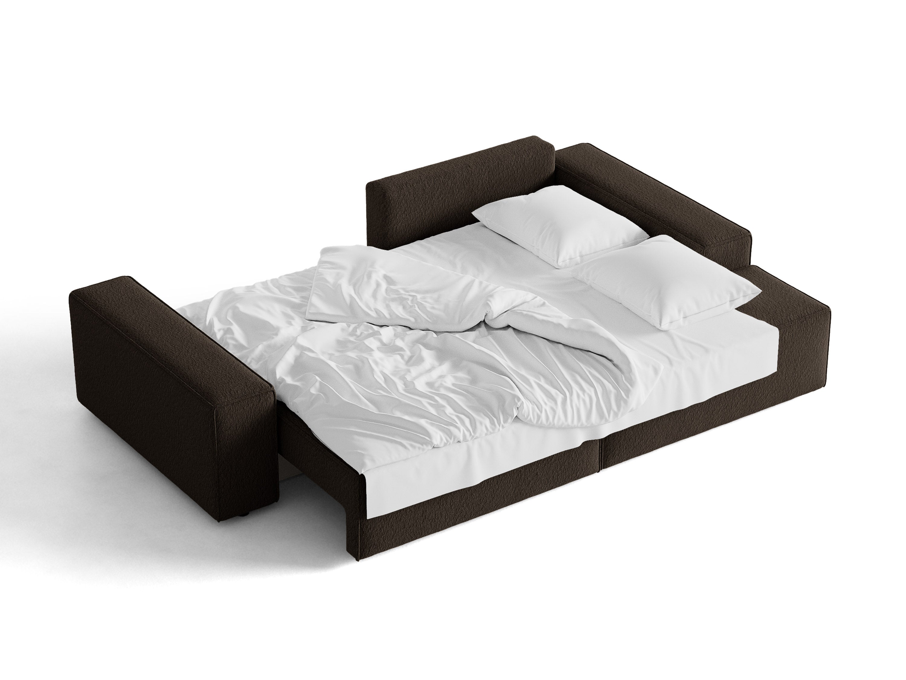 Micadoni Schlaf-Ecksofa Jodie 3-Sitzer Boucle Baloo Braun Rechts