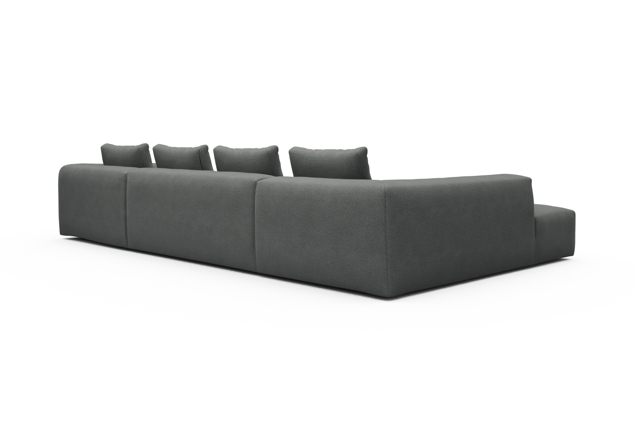 Wohnlandschaft Fred Relax-Ecke links mit 2-Sitzer und Chaiselongue rechts Strukturierter Stoff Satya 440-Steel-Grey