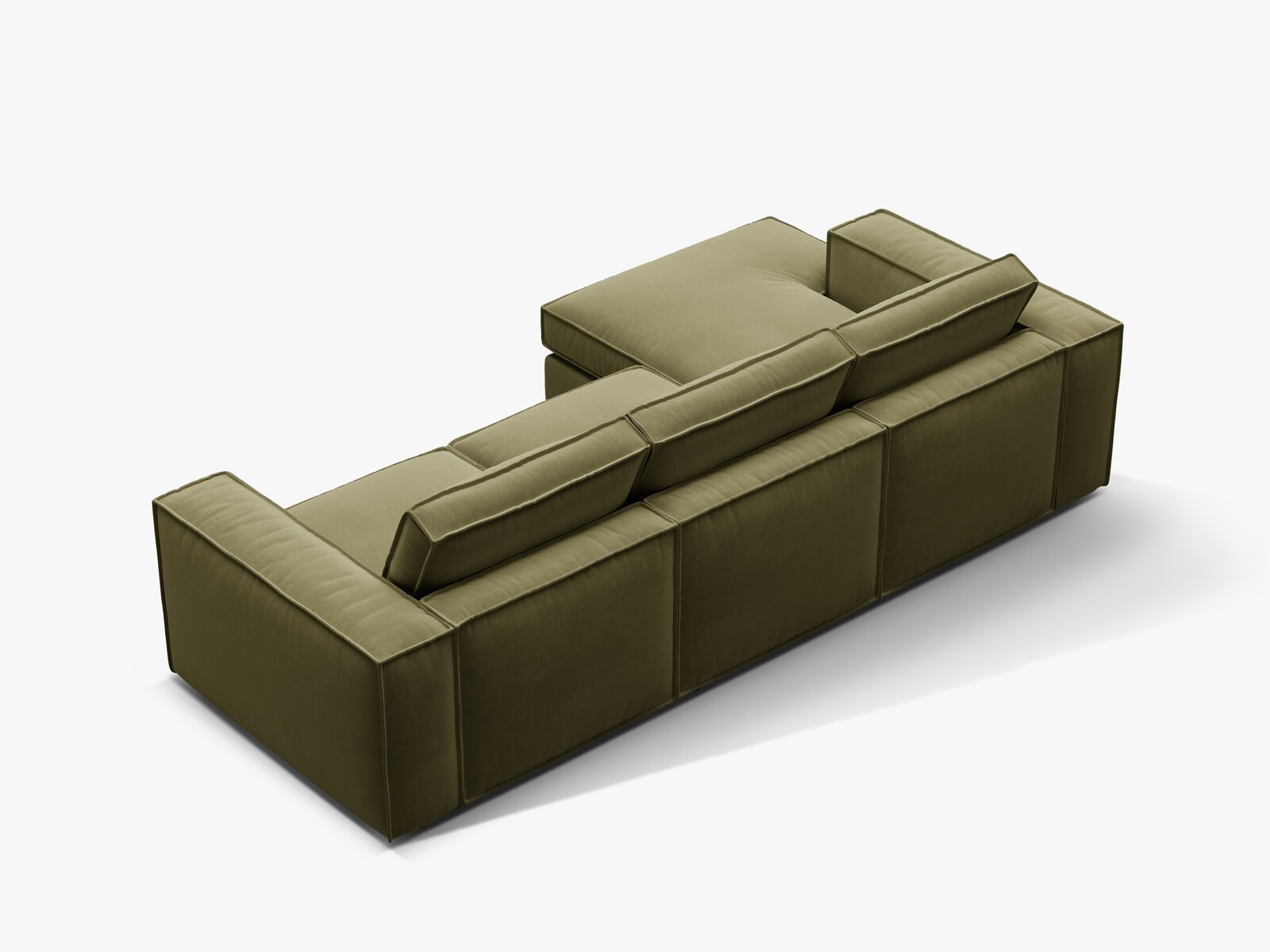 Micadoni modulares Ecksofa Pola 3-Sitzer Links Samt Salvador Grün