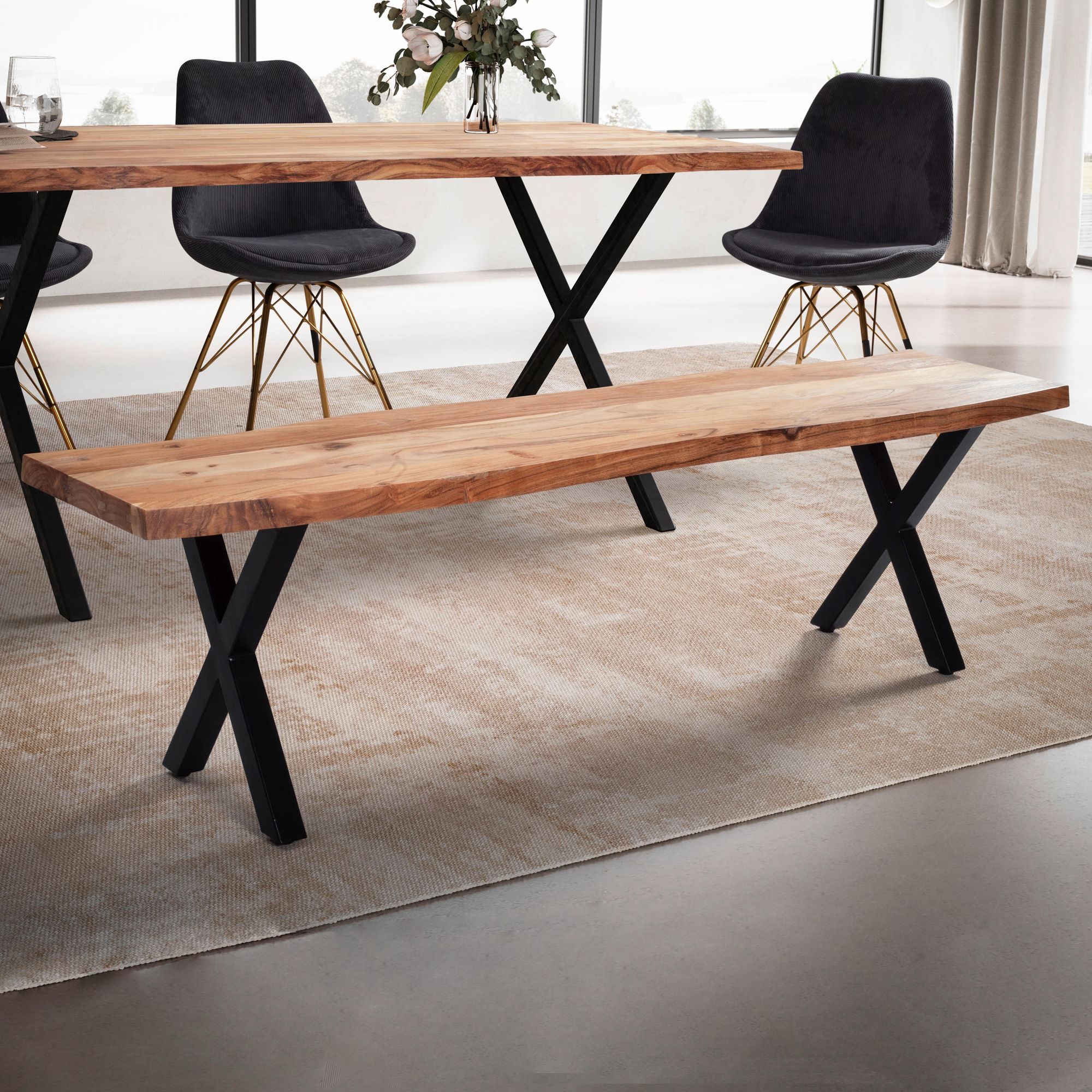 Essbank Meldal Akazie Massivholz 140 × 40 × 45,5 cm