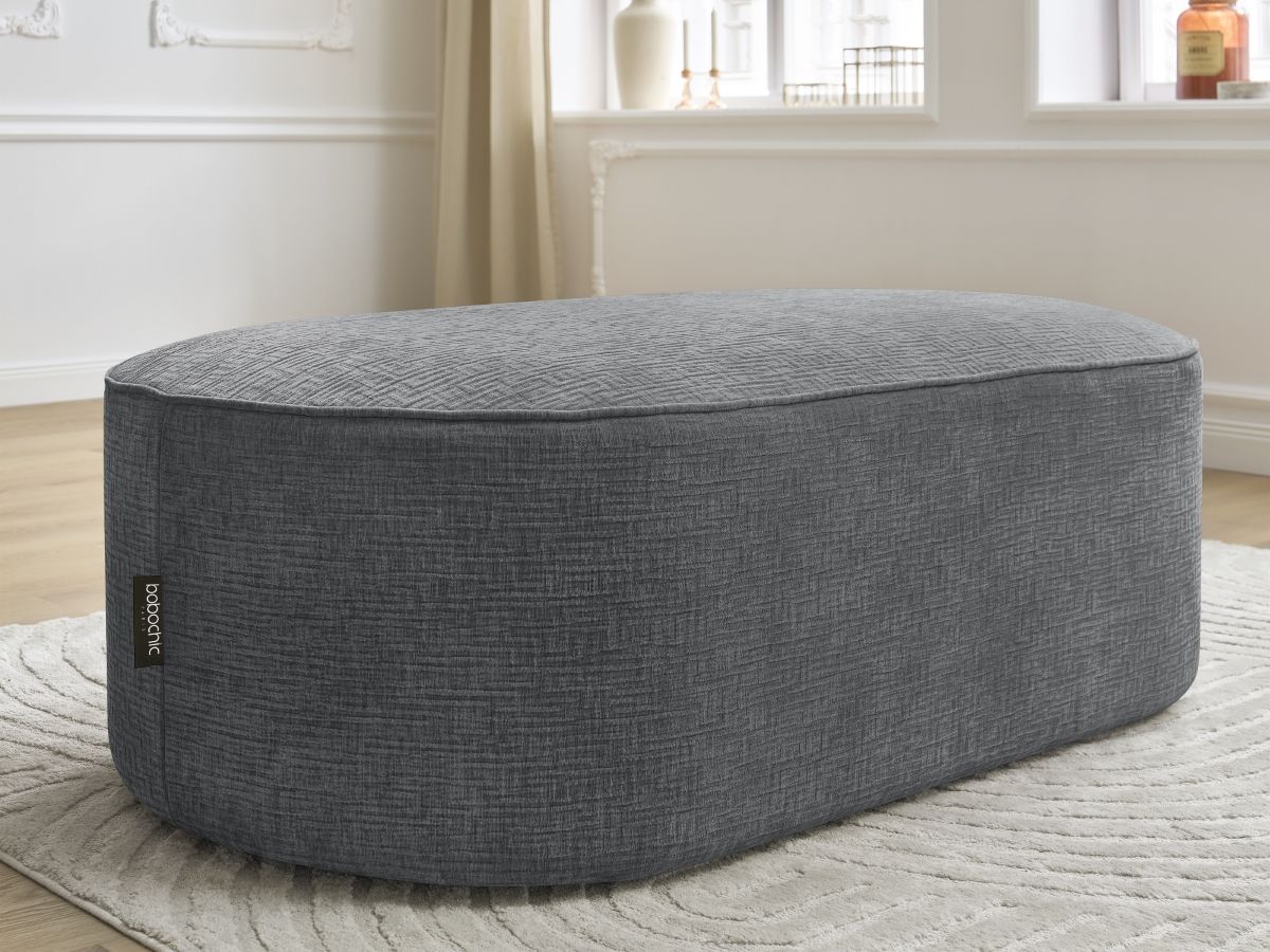 Bobochic Rousseau Pouf Strukturstoff Dunkelgrau