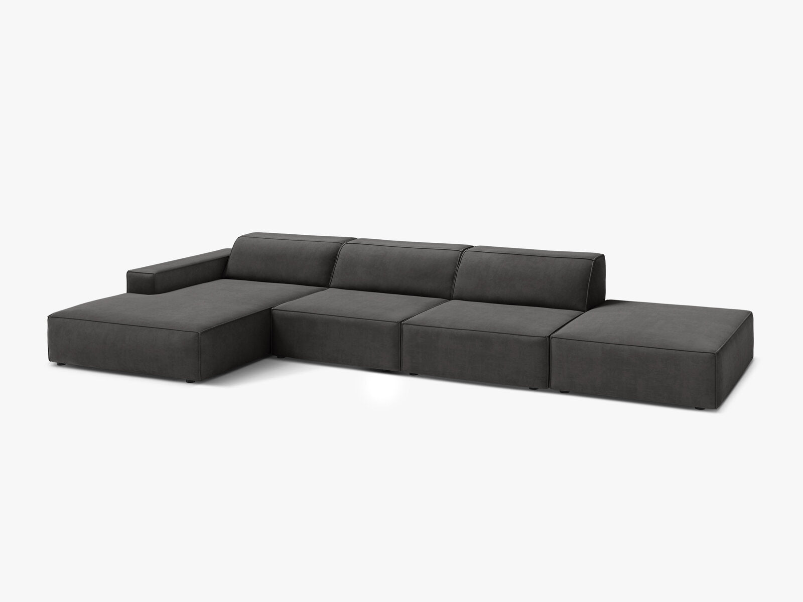 Micadoni Ecksofa Jodie 5-Sitzer Links Samt Bluvel Grau