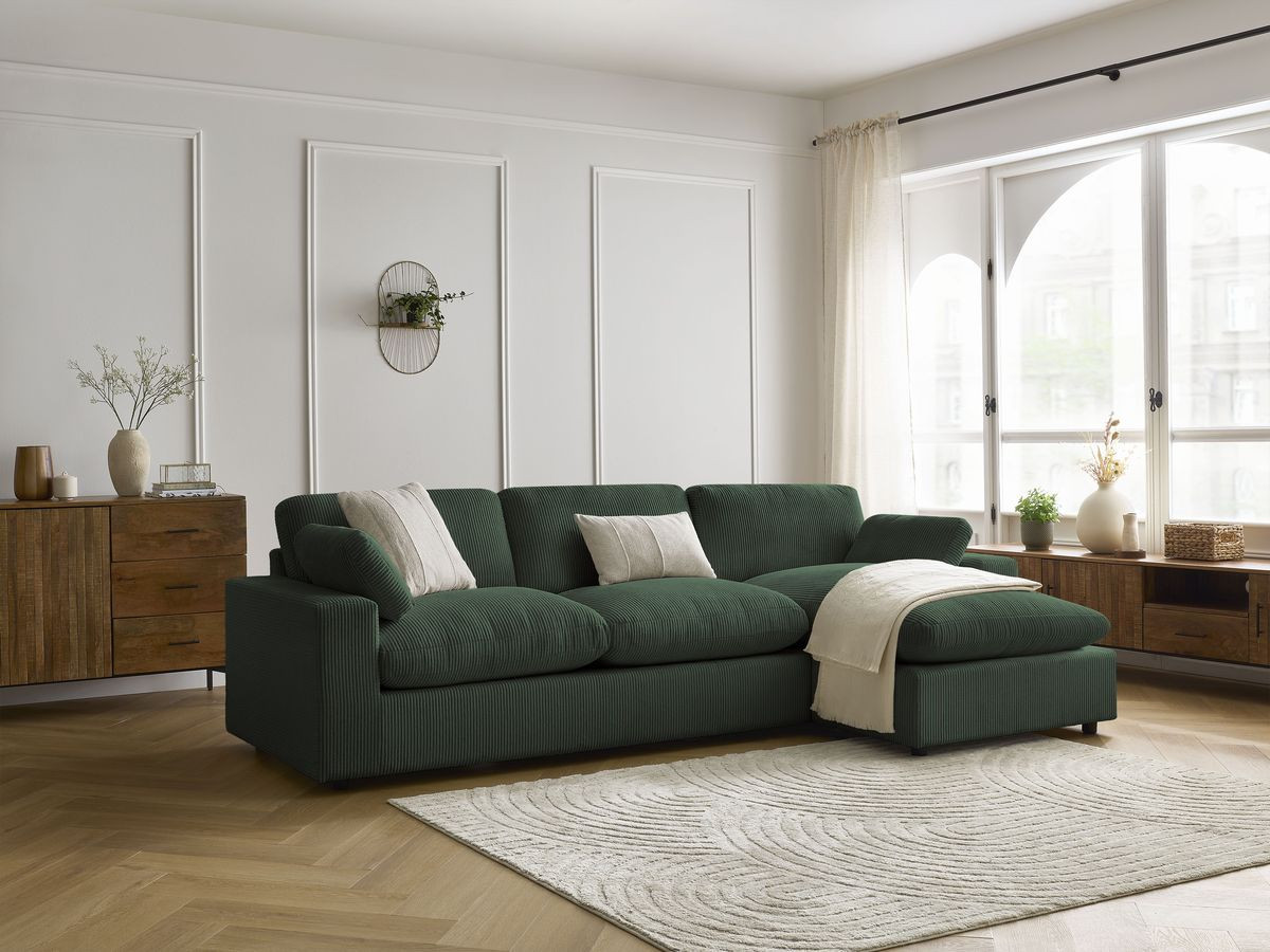 Bobochic Belair Ecksofa 280 × 139 cm Cordsamt Grün