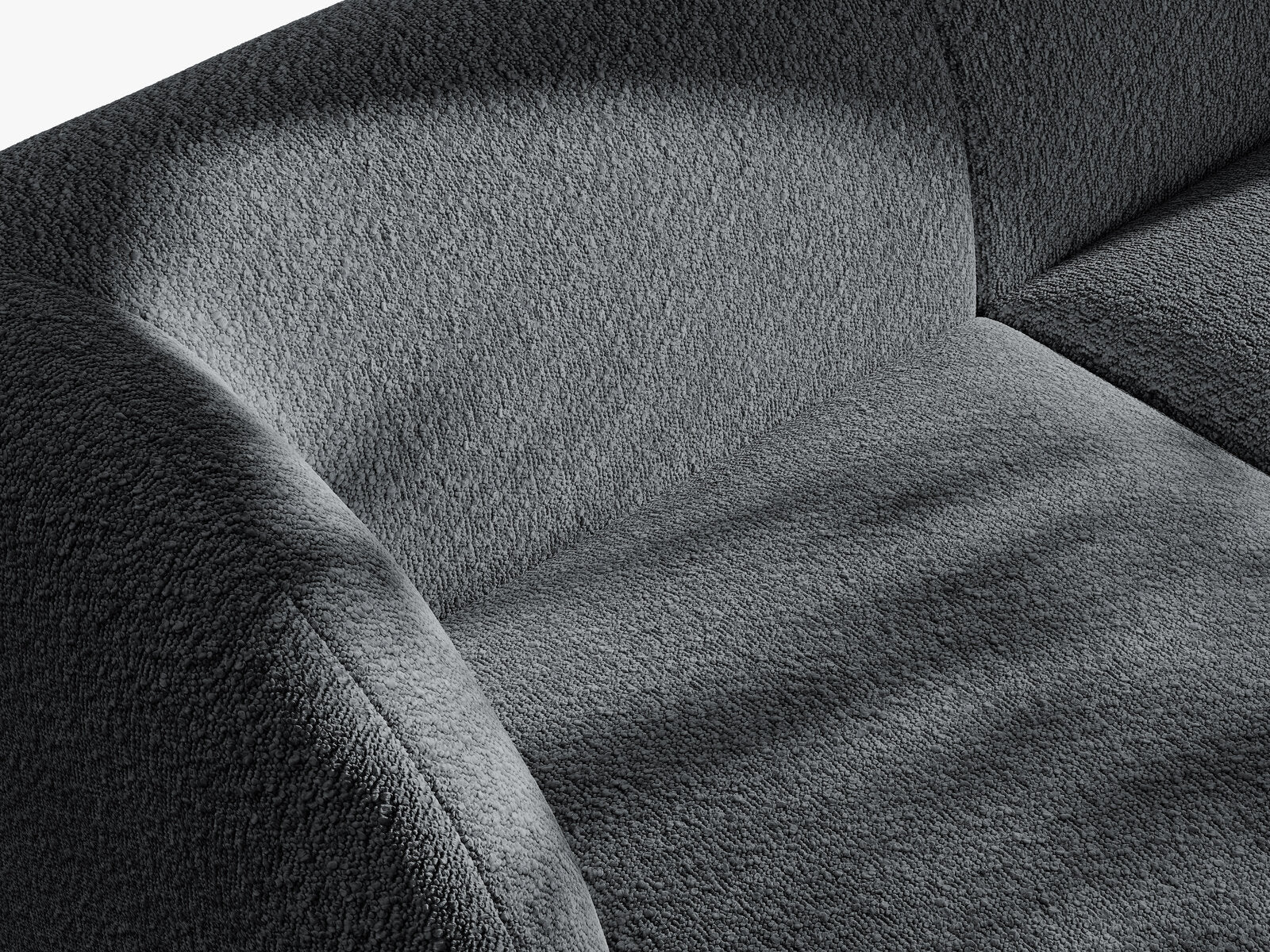 Micadoni 5-Sitzer Symmetrisches Ecksofa Miley Boucle Baloo Dunkelgrau