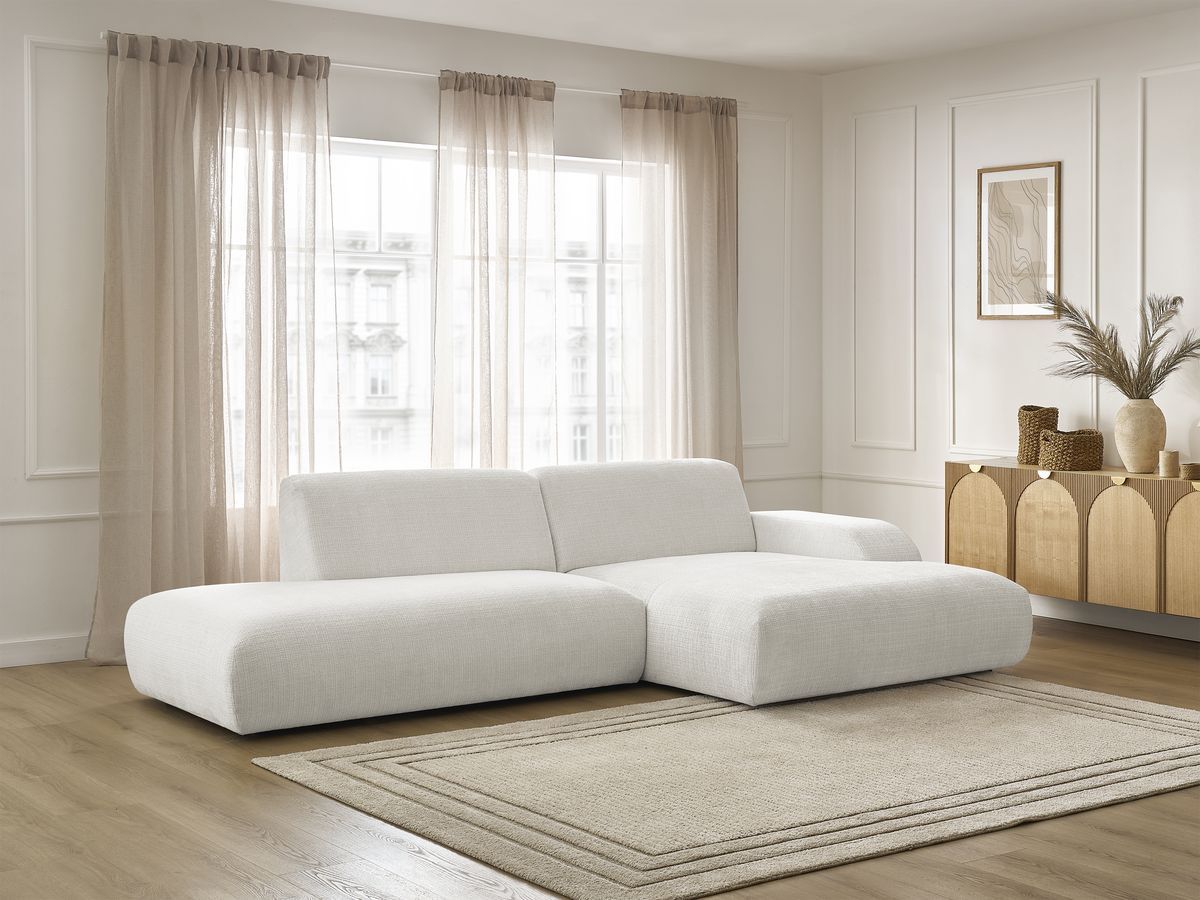Bobochic Sirius Ecksofa 300 × 170 cm Strukturstoff Weiß Ecke rechts