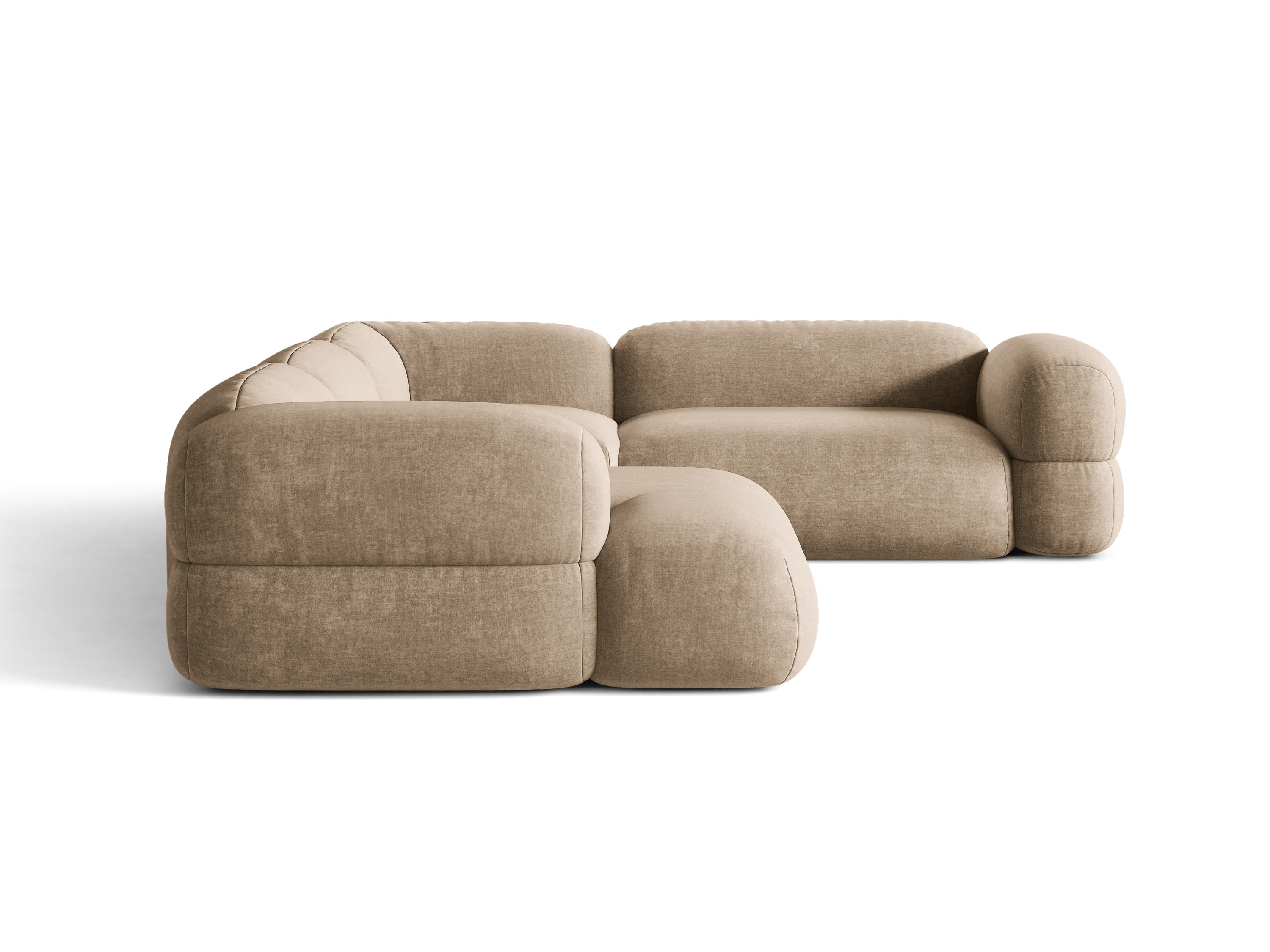 Micadoni Panorama-Ecksofa Luno 5-Sitzer Samt Vogue Dunkelbeige Rechts