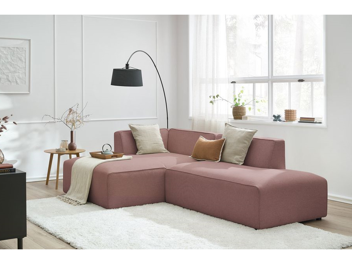 Bobochic Megeve Ecksofa Melange-Stoff Rosa Ecke links