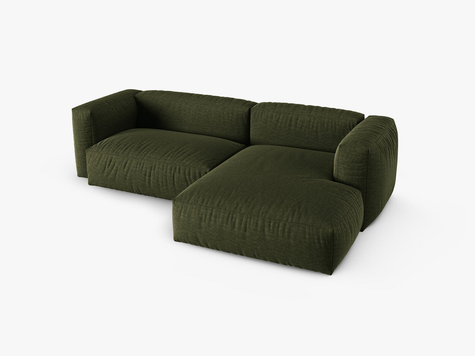 Micadoni Ecksofa Martina 2-Sitzer 90cm Sitztiefe Rechts Strukturierter Stoff Boston Grün