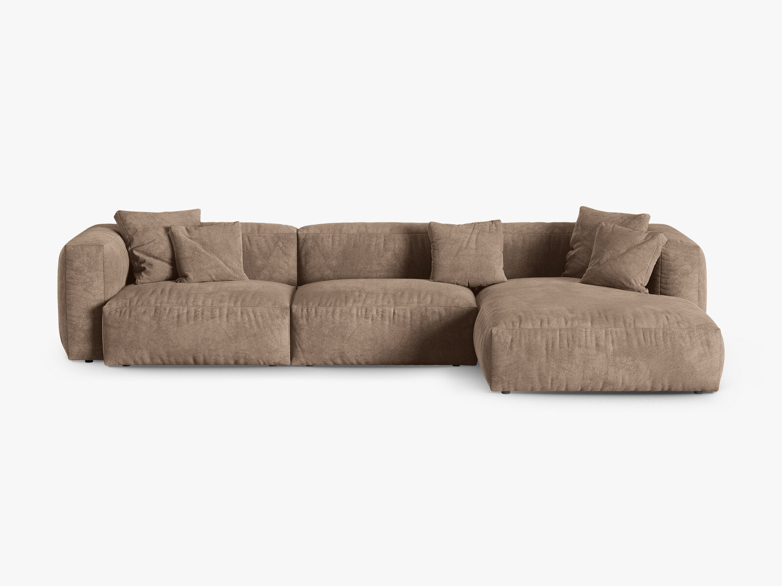 Micadoni Ecksofa Martina 3-Sitzer 90cm Sitztiefe Rechts Samt Vogue Dunkelbeige