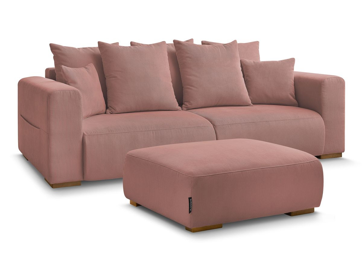 Bobochic Sidonie Sofa 4-Sitzer mit Pouf Cordsamt Rosa