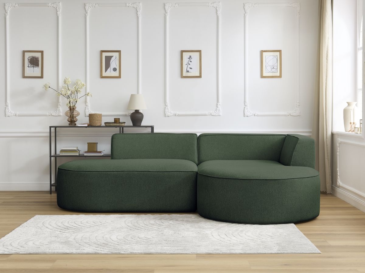 Bobochic Rousseau Ecksofa Melange-Stoff Grün Ecke rechts
