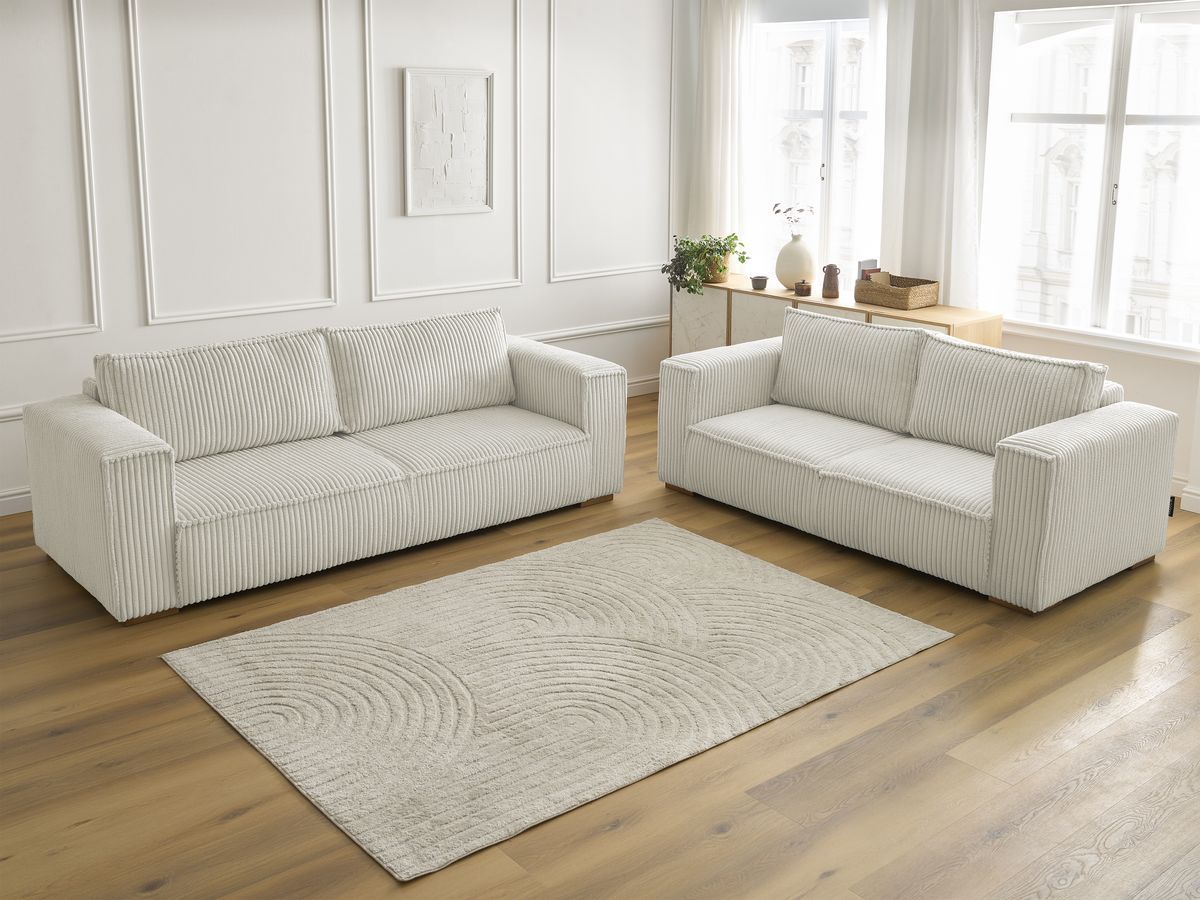 Bobochic Chelsea Sofa 5-Sitzer Breitcord weich Beige