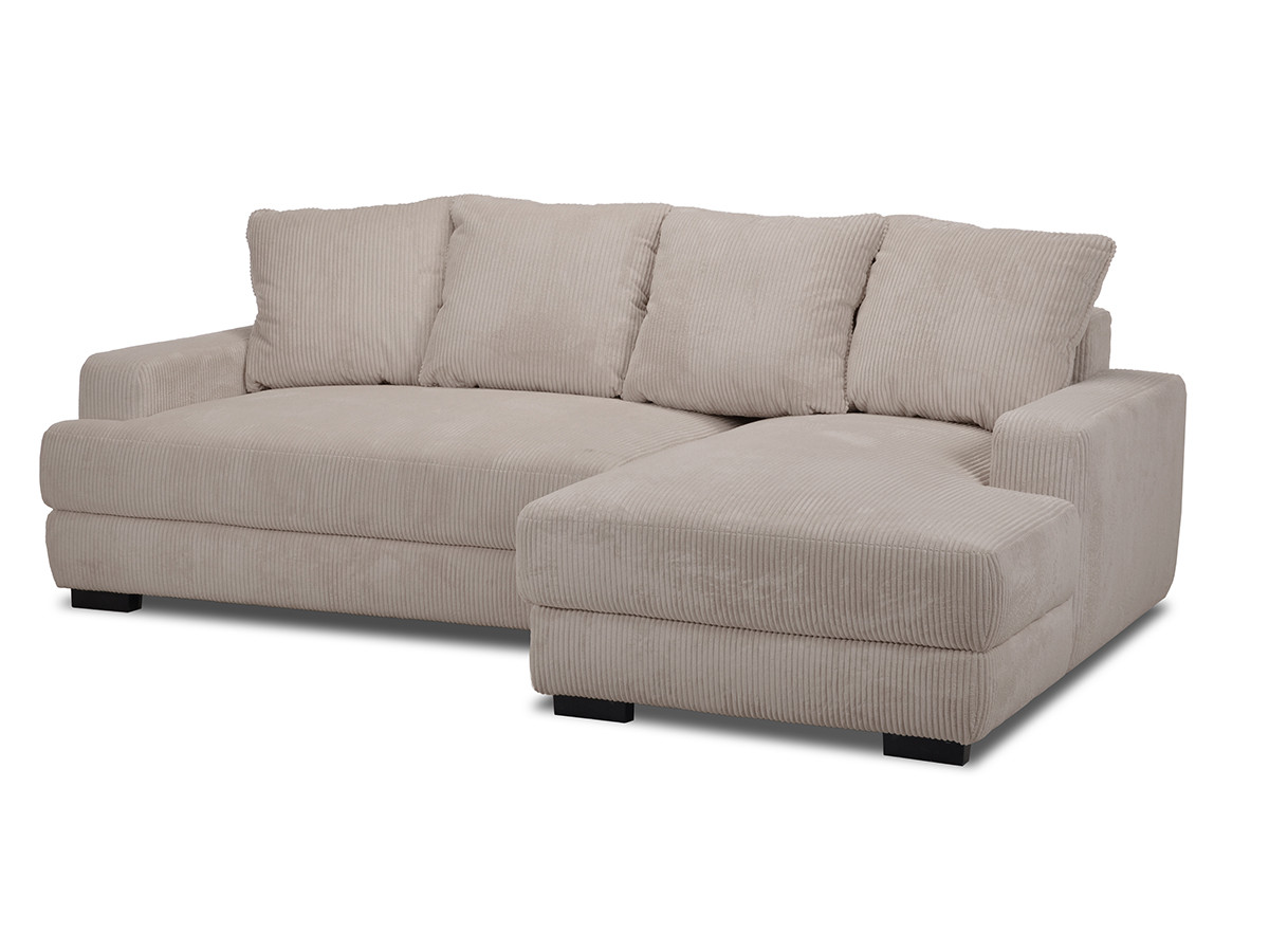 Bobochic Campi Ecksofa mit Schlaffunktion und Bettkasten Cordsamt Taupe Ecke rechts