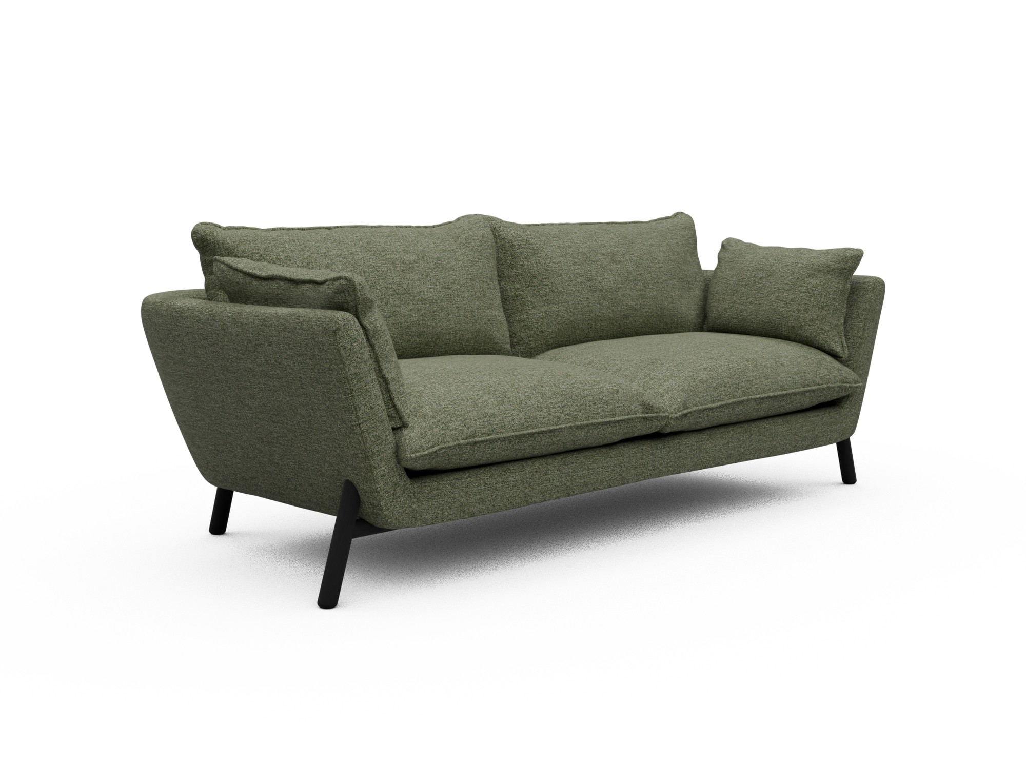 Skandi Home Sofa Emil Soft 3-Sitzer Beinfarbe Eiche Schwarz Carreno-Vivid-Green moebelfaktor
