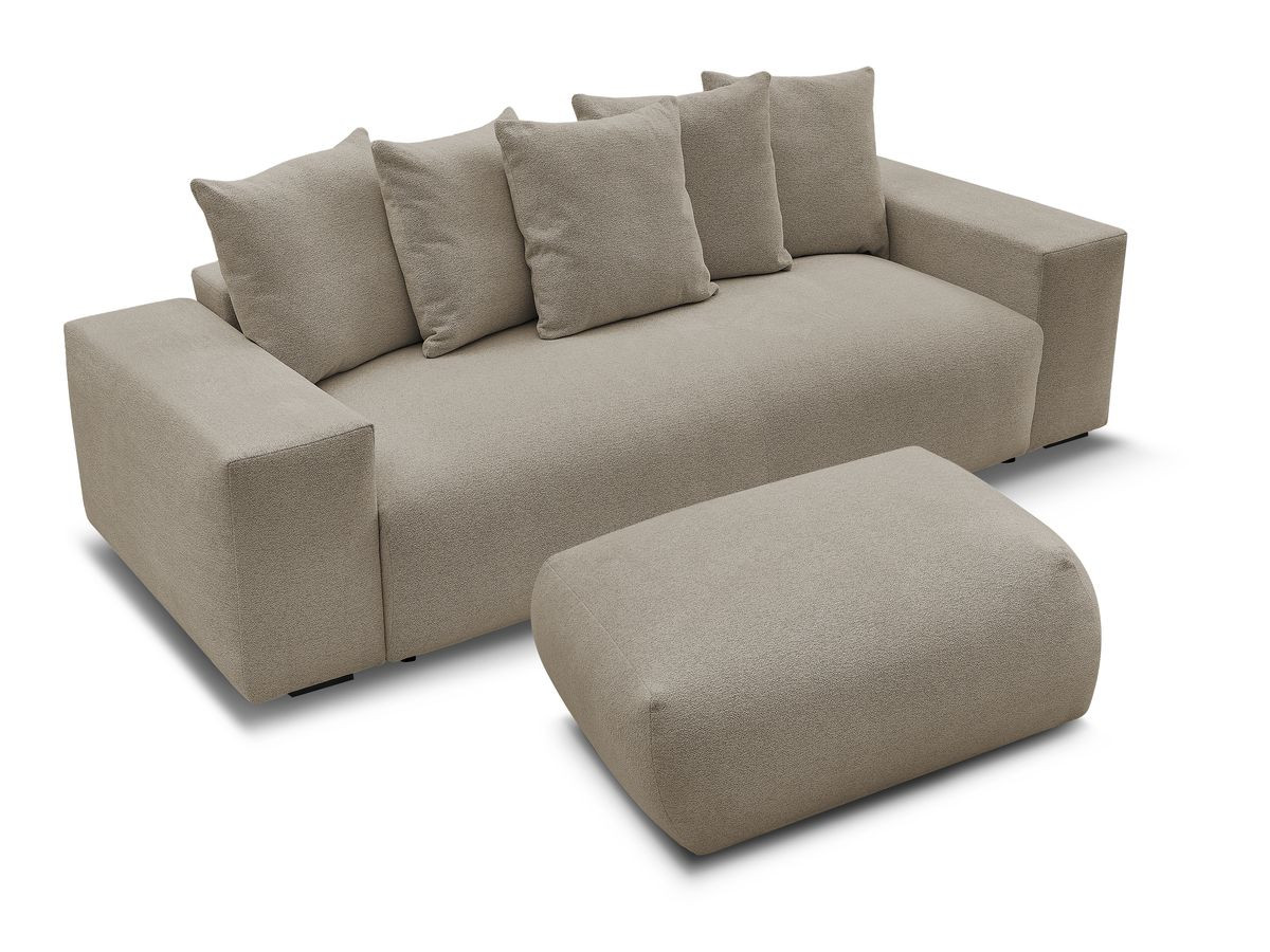 Bobochic Voltaire Sofa 4-Sitzer mit Pouf 280 × 124 cm Melange-Stoff Taupe