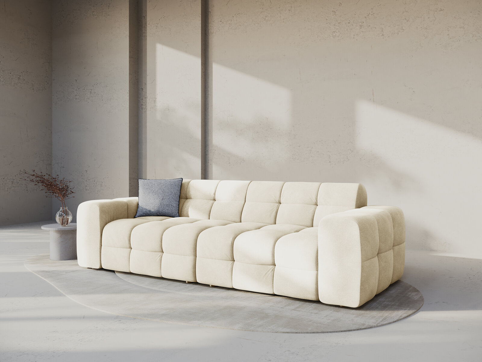 Micadoni Sofa Kendal 4-Sitzer Samt Elfenbein