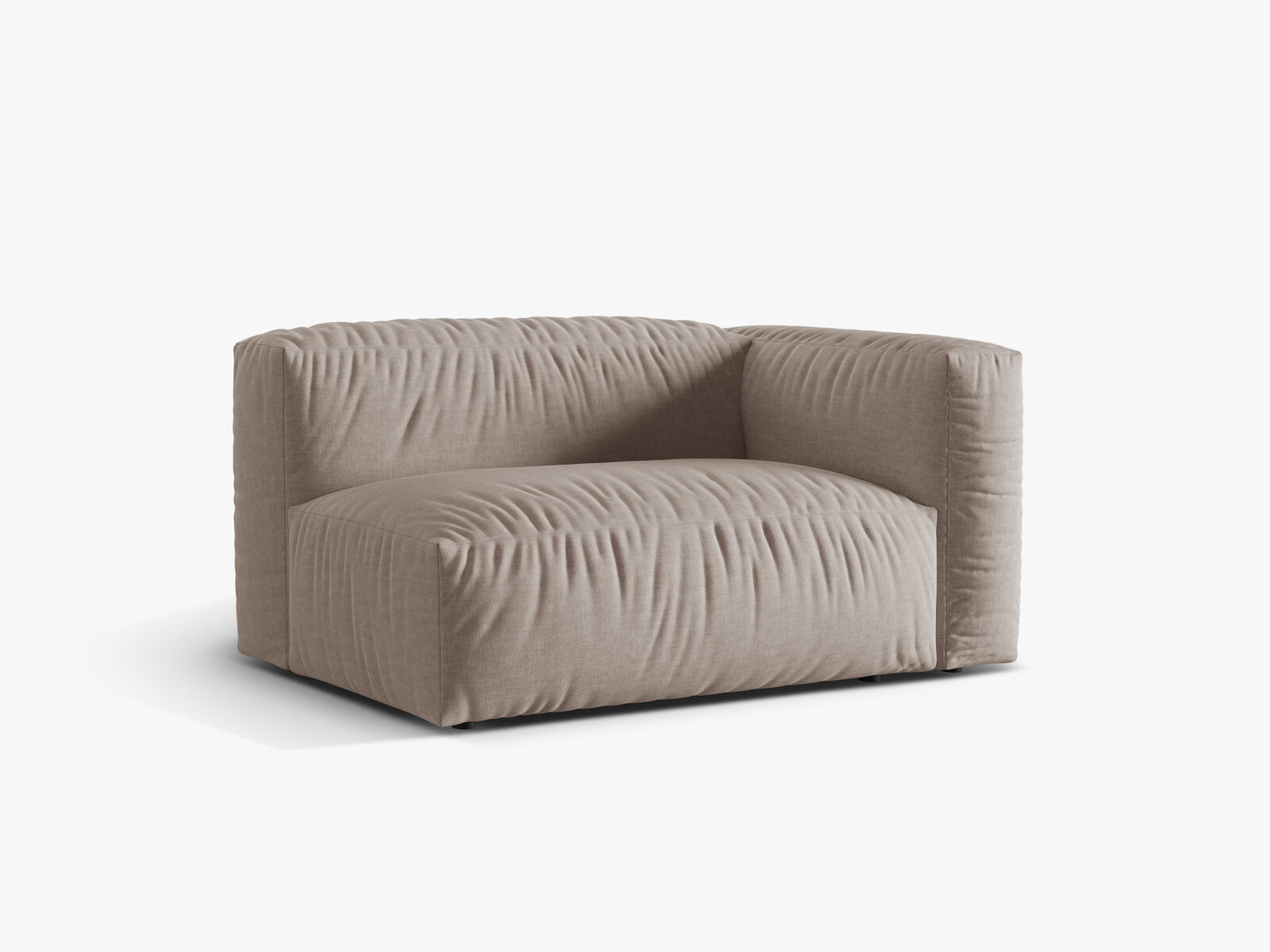 Micadoni Eckmodul Martina 1-Sitzer Groß Rechts Strukturierter Stoff Boston Dunkelbeige