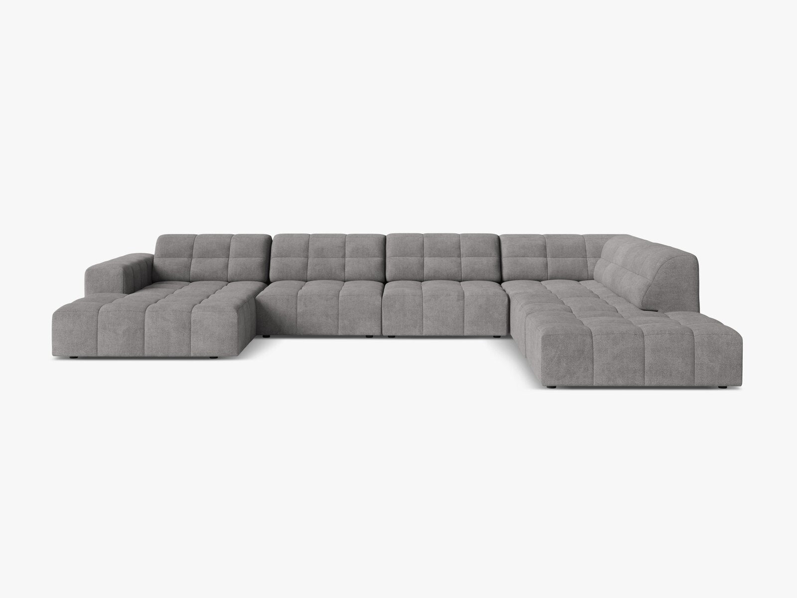 Micadoni Panorama Ecksofa Jennifer 7-Sitzer Rechts Chenille Eden Hellgrau