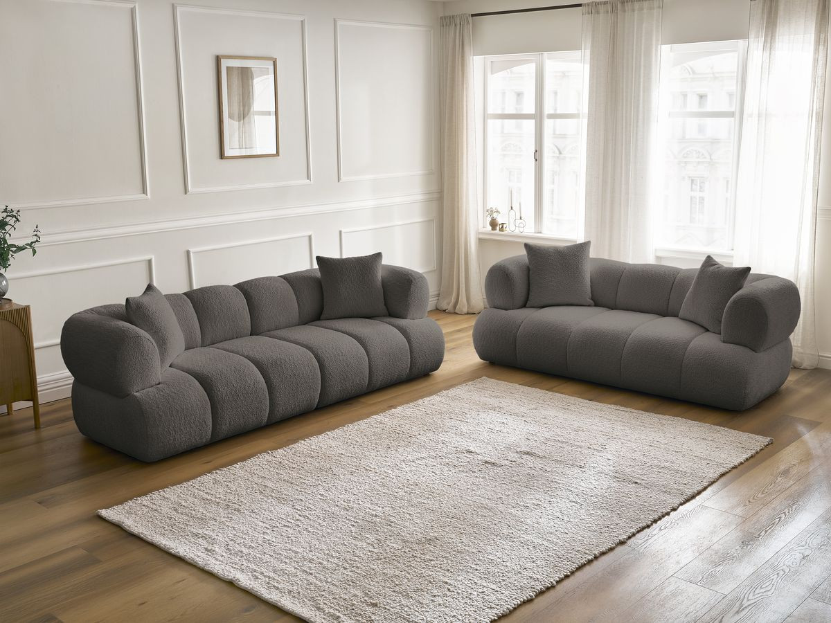 Bobochic Pamira Sofa 5-Sitzer Bouclé-Stoff Braun
