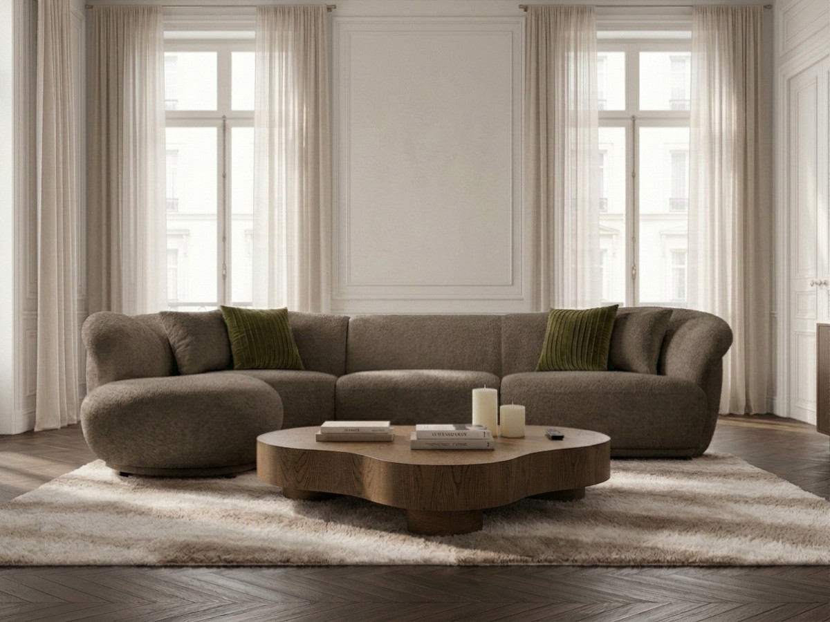 Bobochic Nora Ecksofa Chenille Dunkelbraun Ecke links