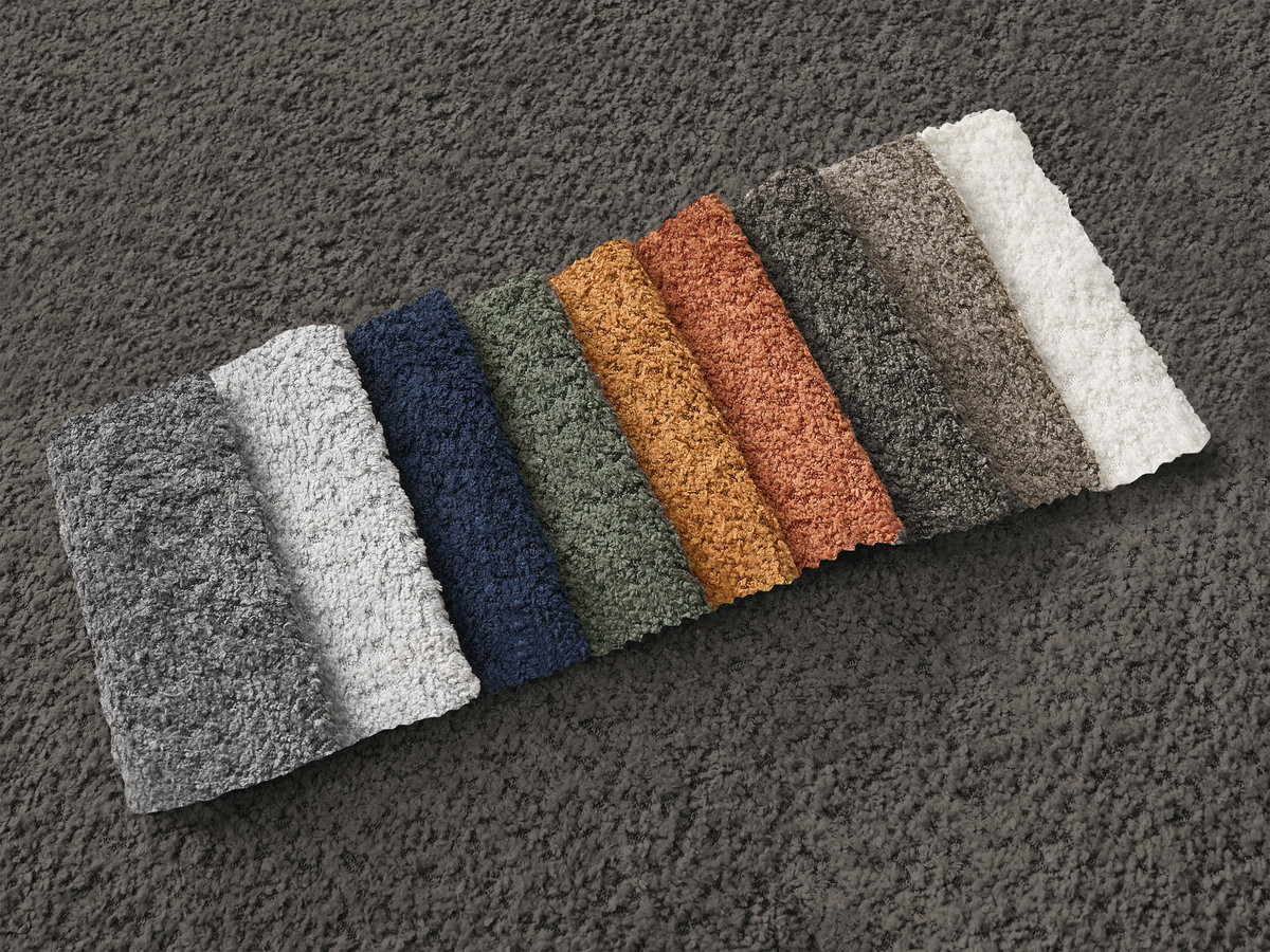Bobochic Azra Ecksofa mit Pouf 319 × 178 cm Bouclé-Stoff Braun Ecke links