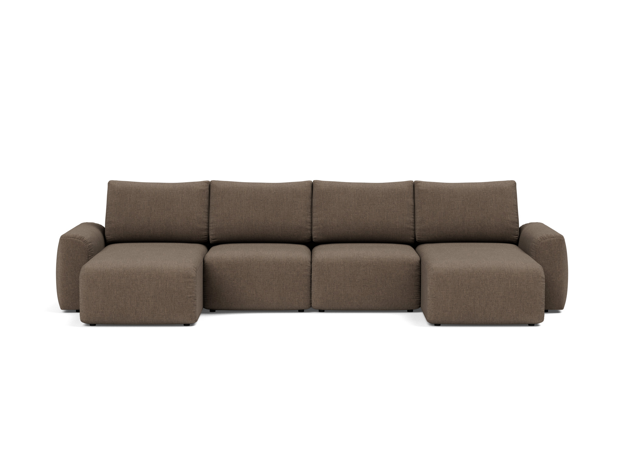 Schlafsofa Norum U-Form mit Chunky-Armlehnen Chenille Esina 411-Cedar-Brown